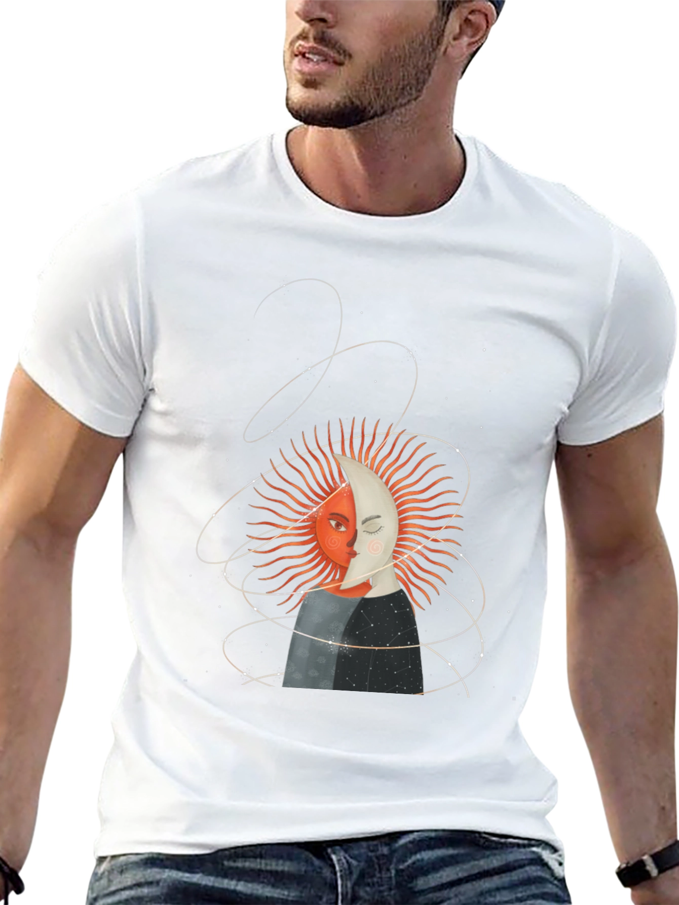 Sun and Moon Graphic Tee - Celestial Design