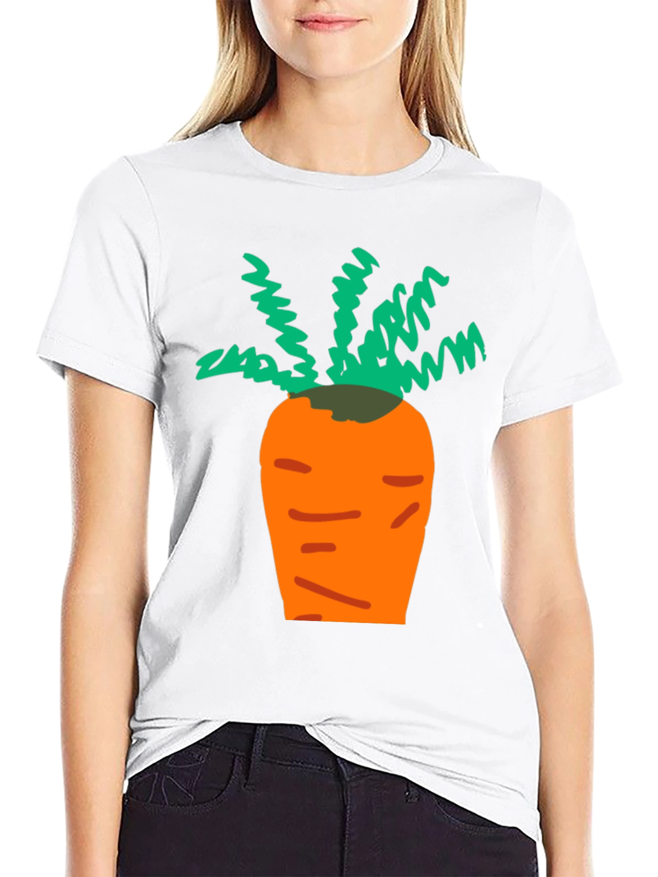Cartoon Carrot Black T-Shirt
