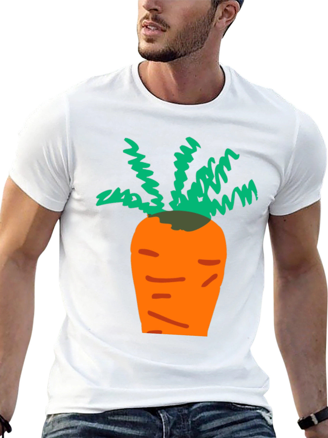 Cartoon Carrot Black T-Shirt