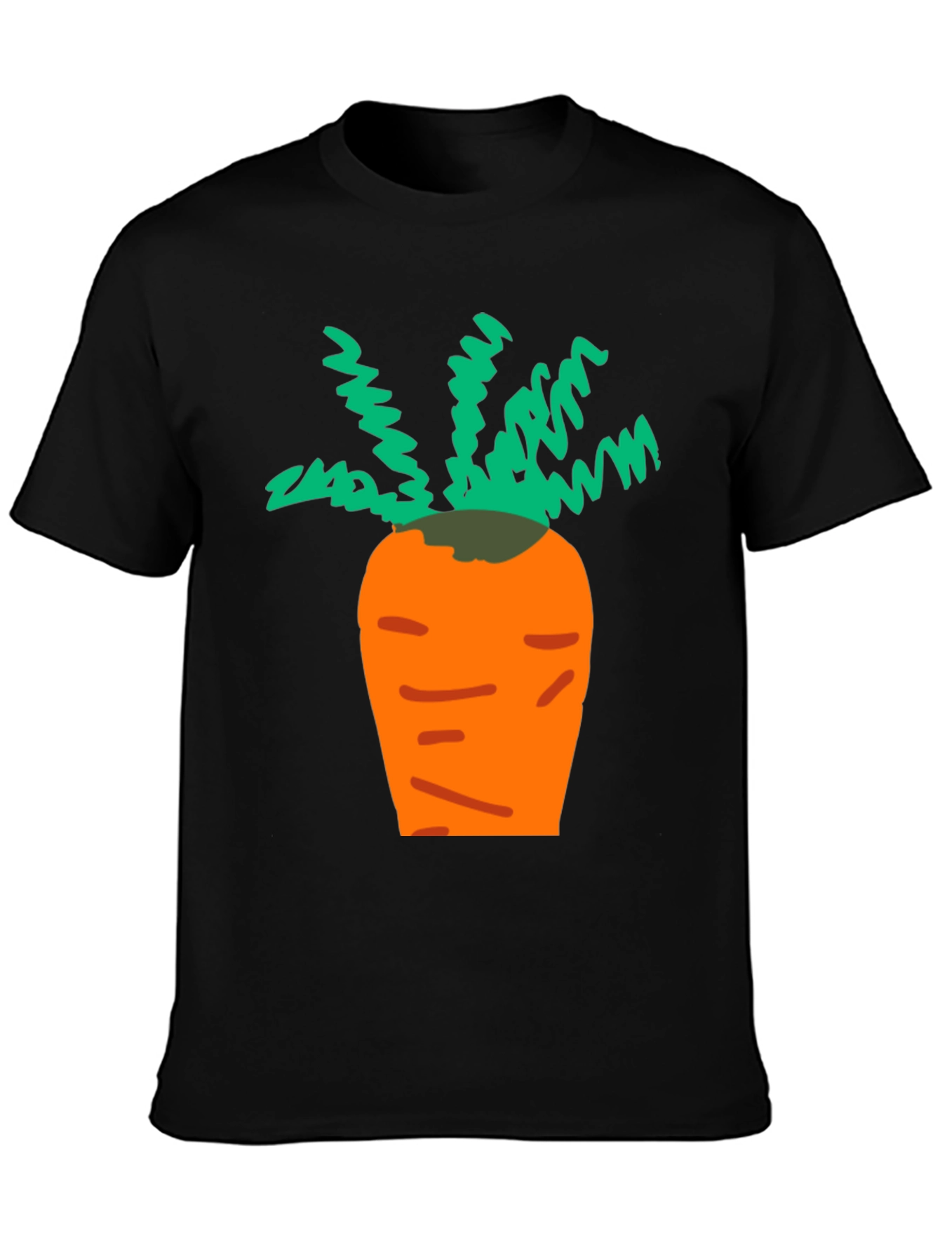 Cartoon Carrot Black T-Shirt