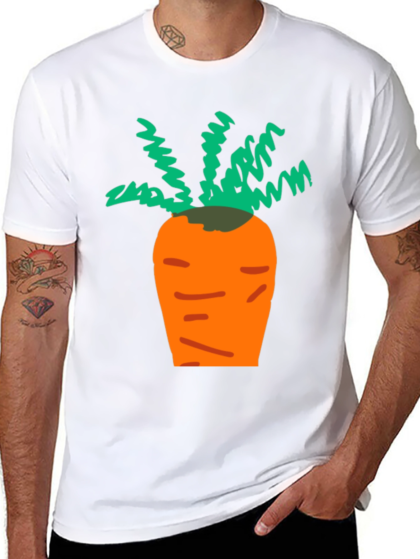 Cartoon Carrot Black T-Shirt