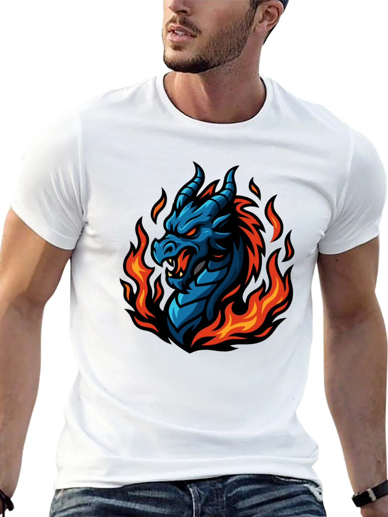 Fiery Dragon Graphic T-Shirt - Black
