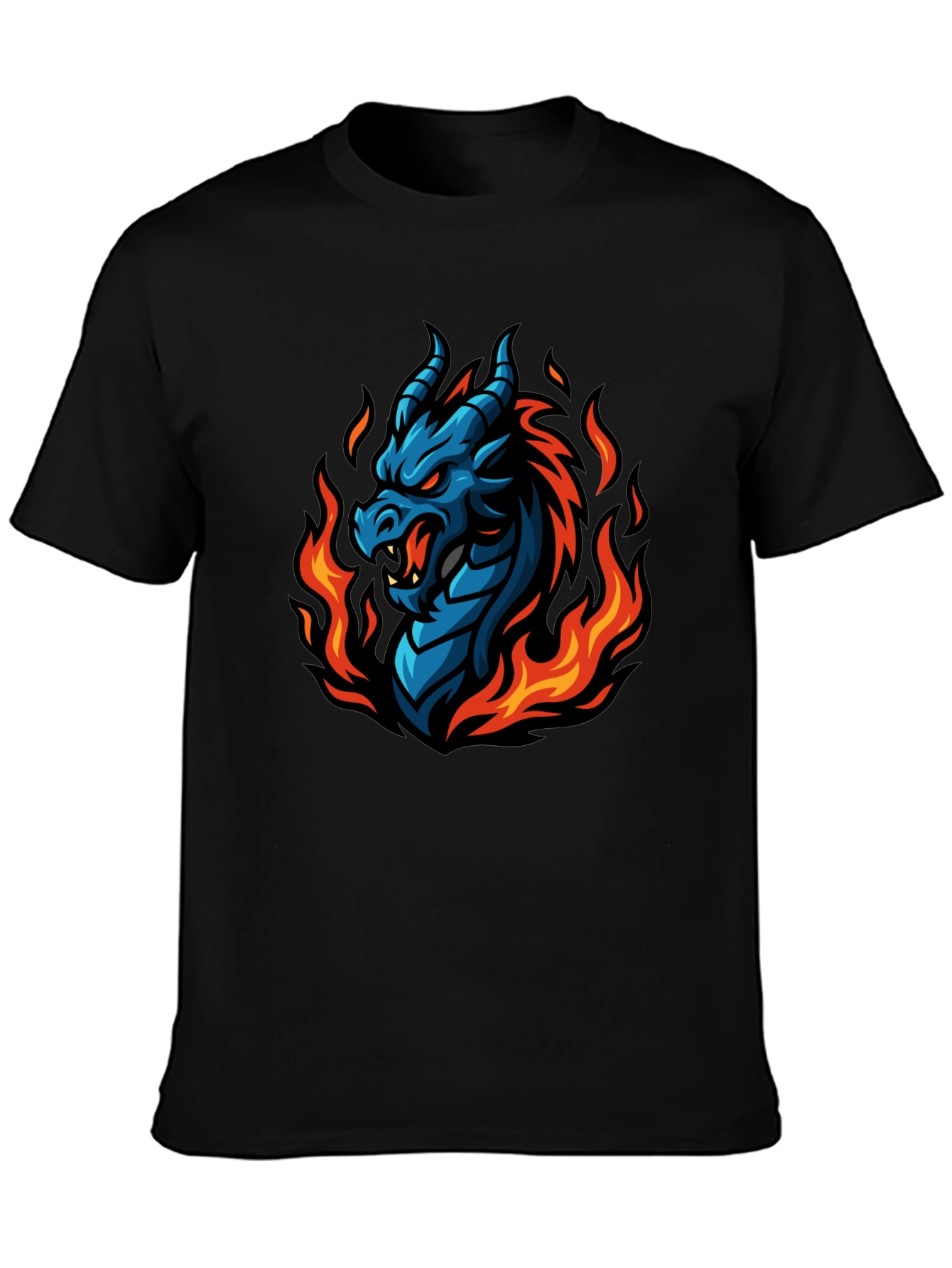 Fiery Dragon Graphic T-Shirt - Black