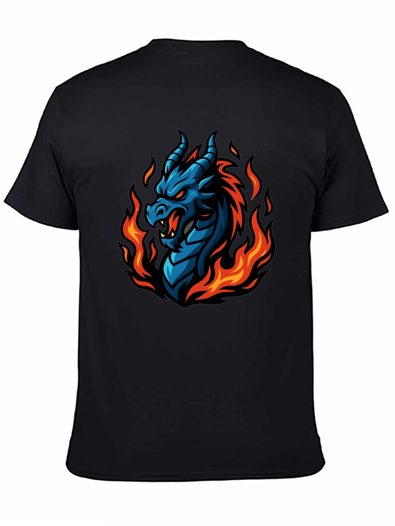 Fiery Dragon Graphic T-Shirt - Black