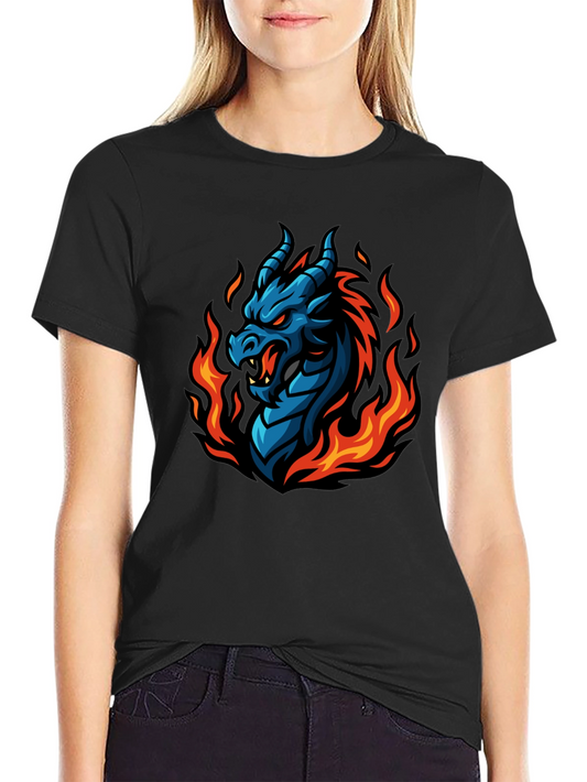 Fiery Dragon Graphic T-Shirt - Black