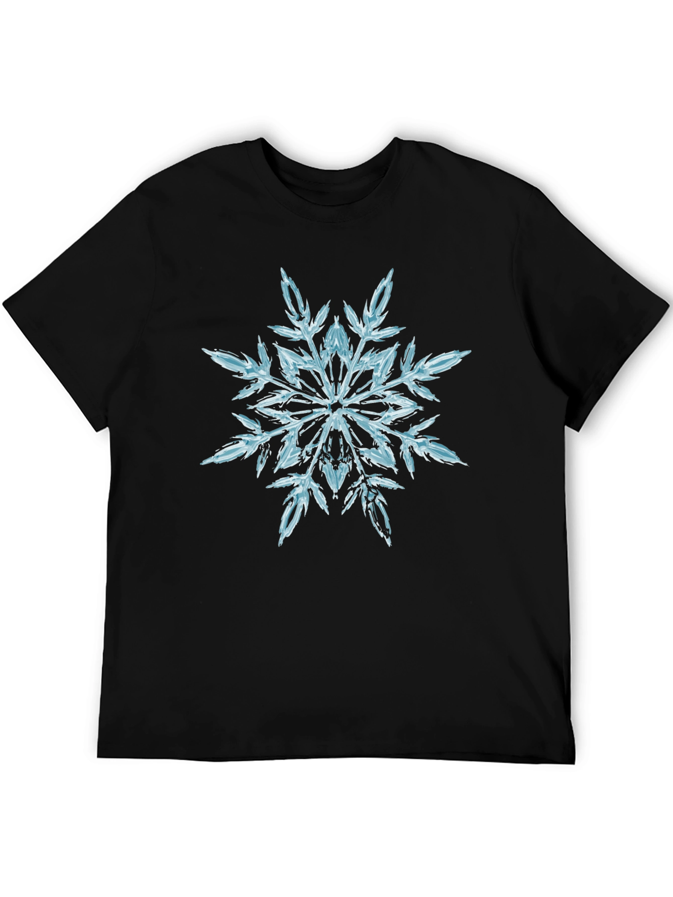 Snowflake Graphic Print Black T-Shirt