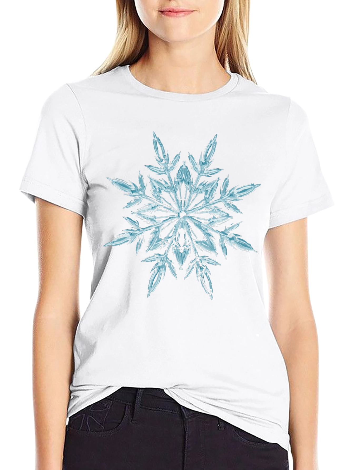 Snowflake Graphic Print Black T-Shirt