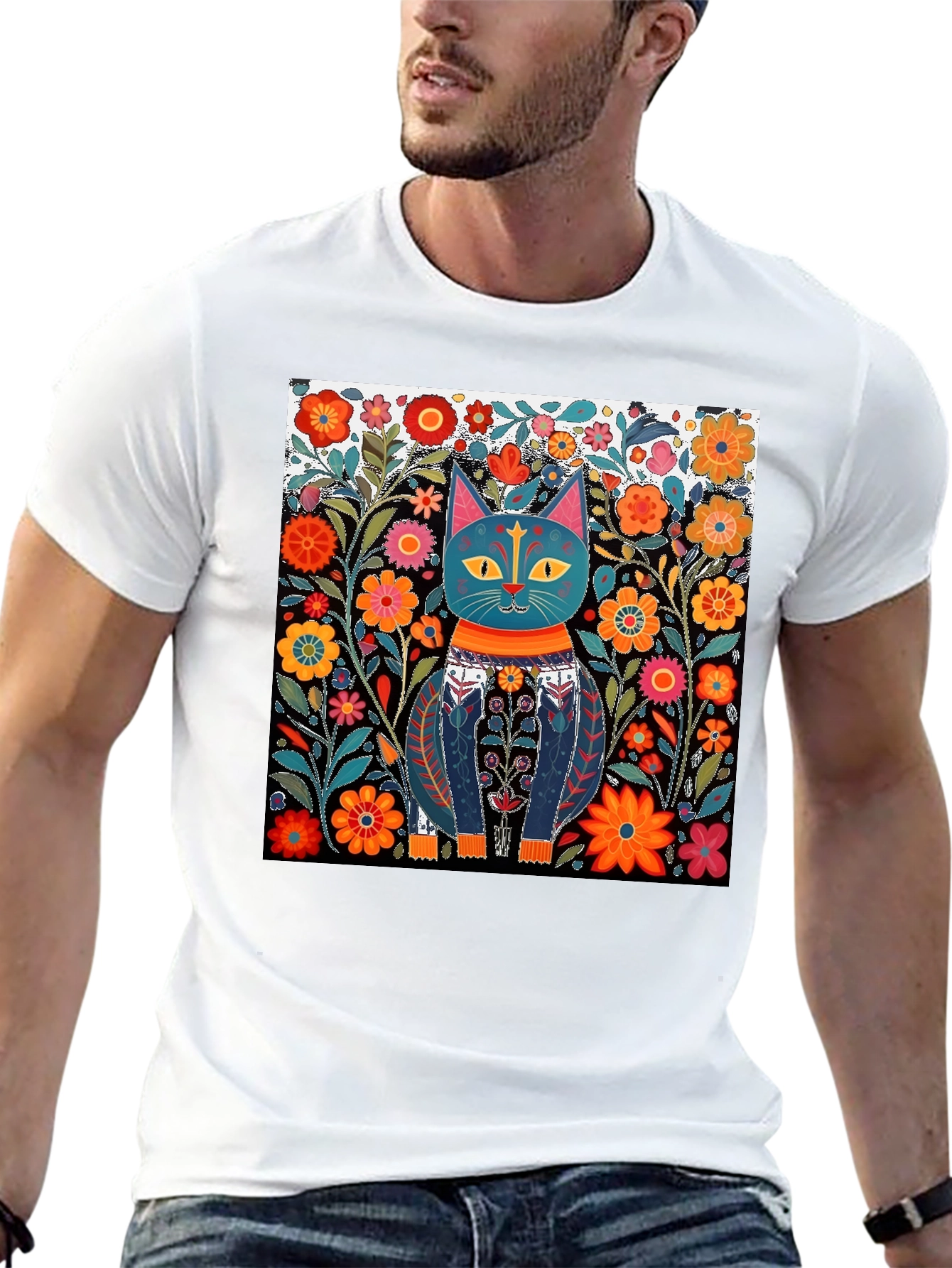 Cat Art Print T-Shirt
