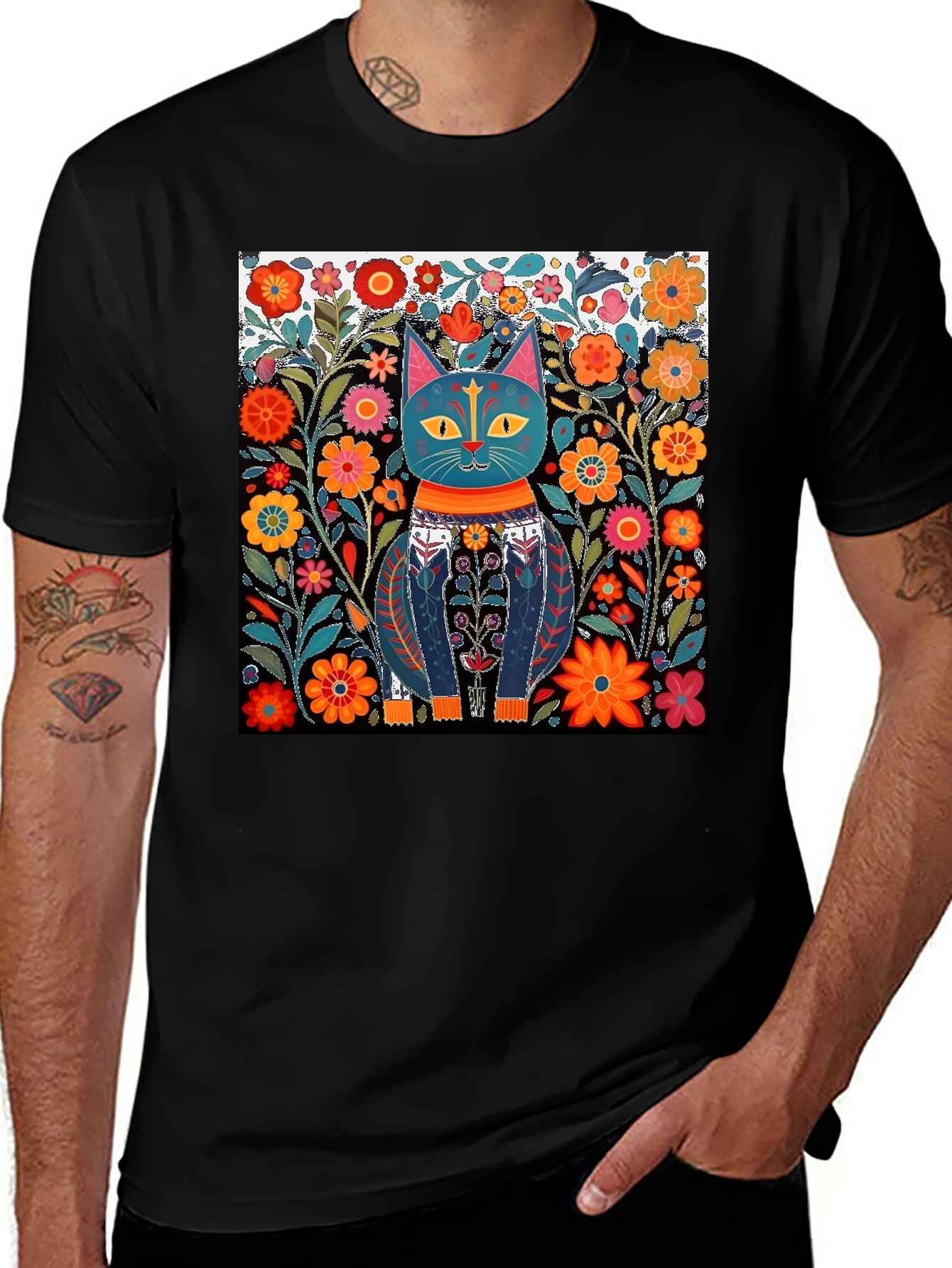 Cat Art Print T-Shirt