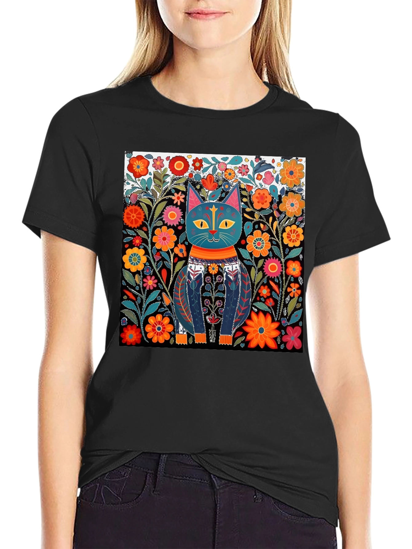 Cat Art Print T-Shirt