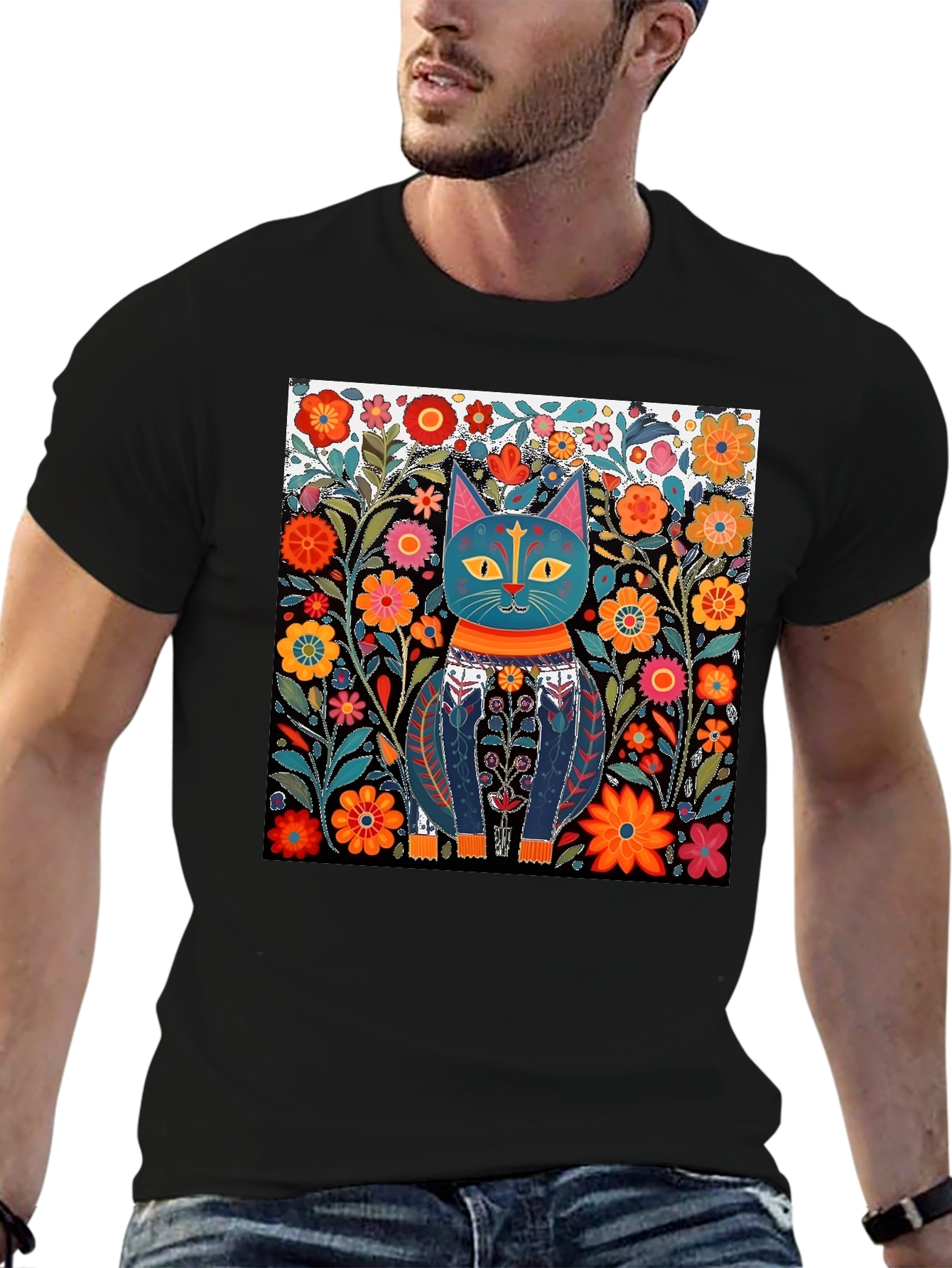 Cat Art Print T-Shirt