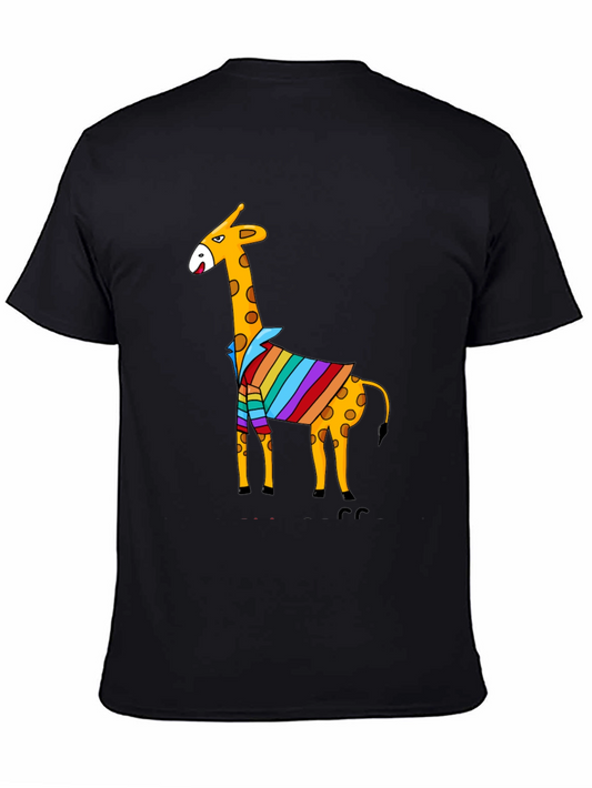 Giraffe Striped Shirt Graphic Tee - Mens Black T-Shirt
