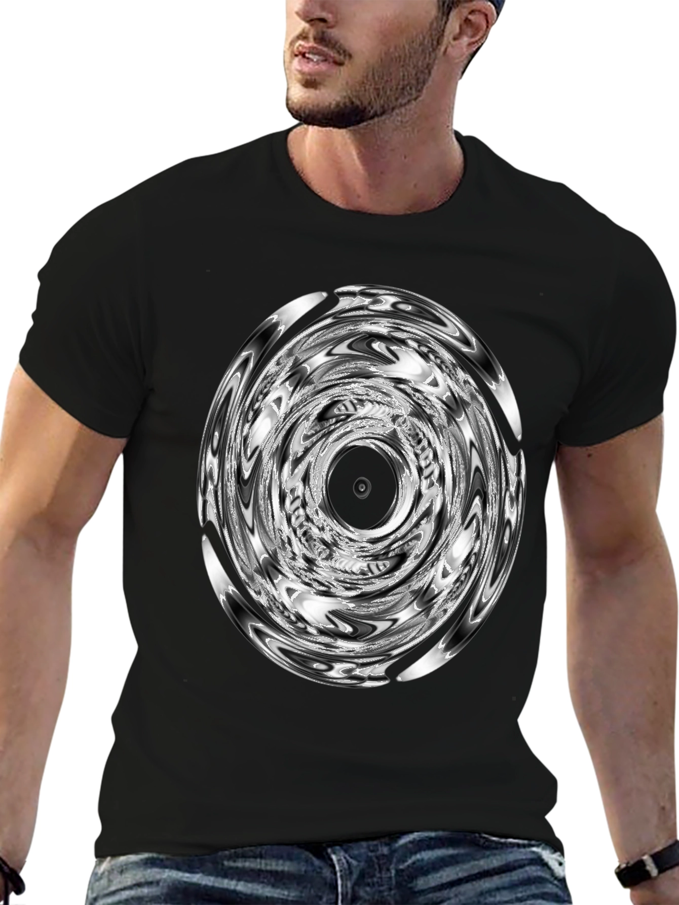 Swirl Graphic Black T-Shirt - Unique Design