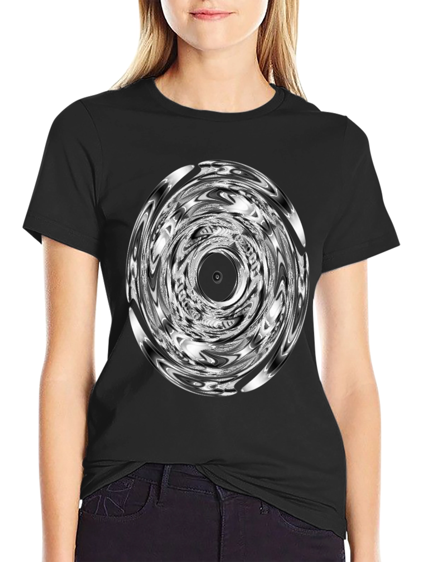 Swirl Graphic Black T-Shirt - Unique Design