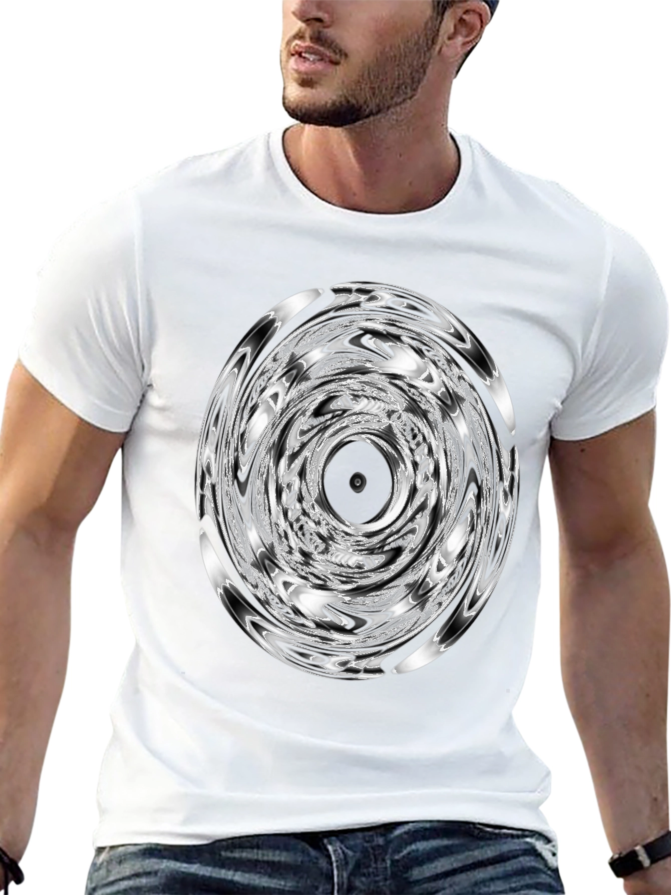 Swirl Graphic Black T-Shirt - Unique Design