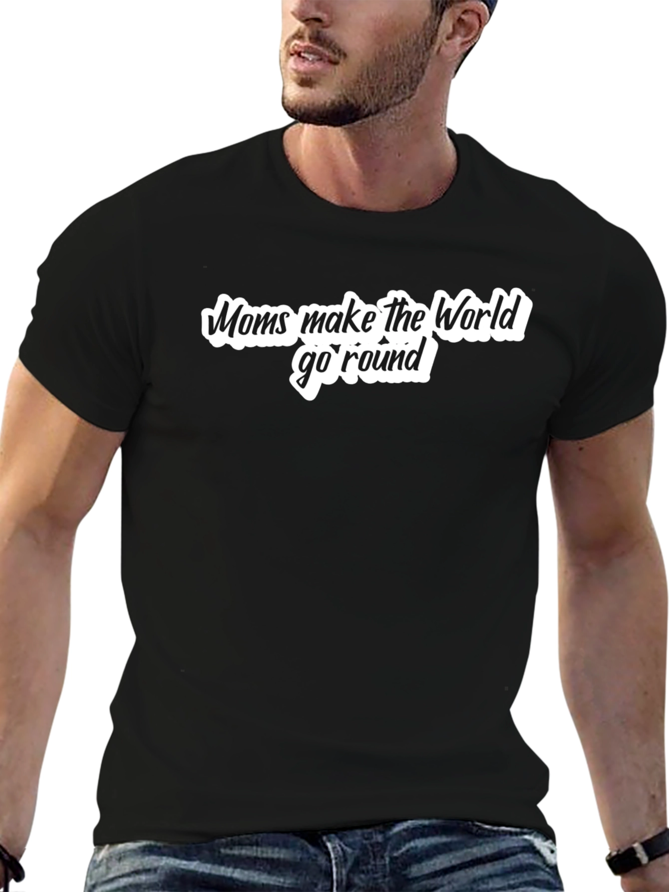 Moms Make The World Go Round Black T-Shirt