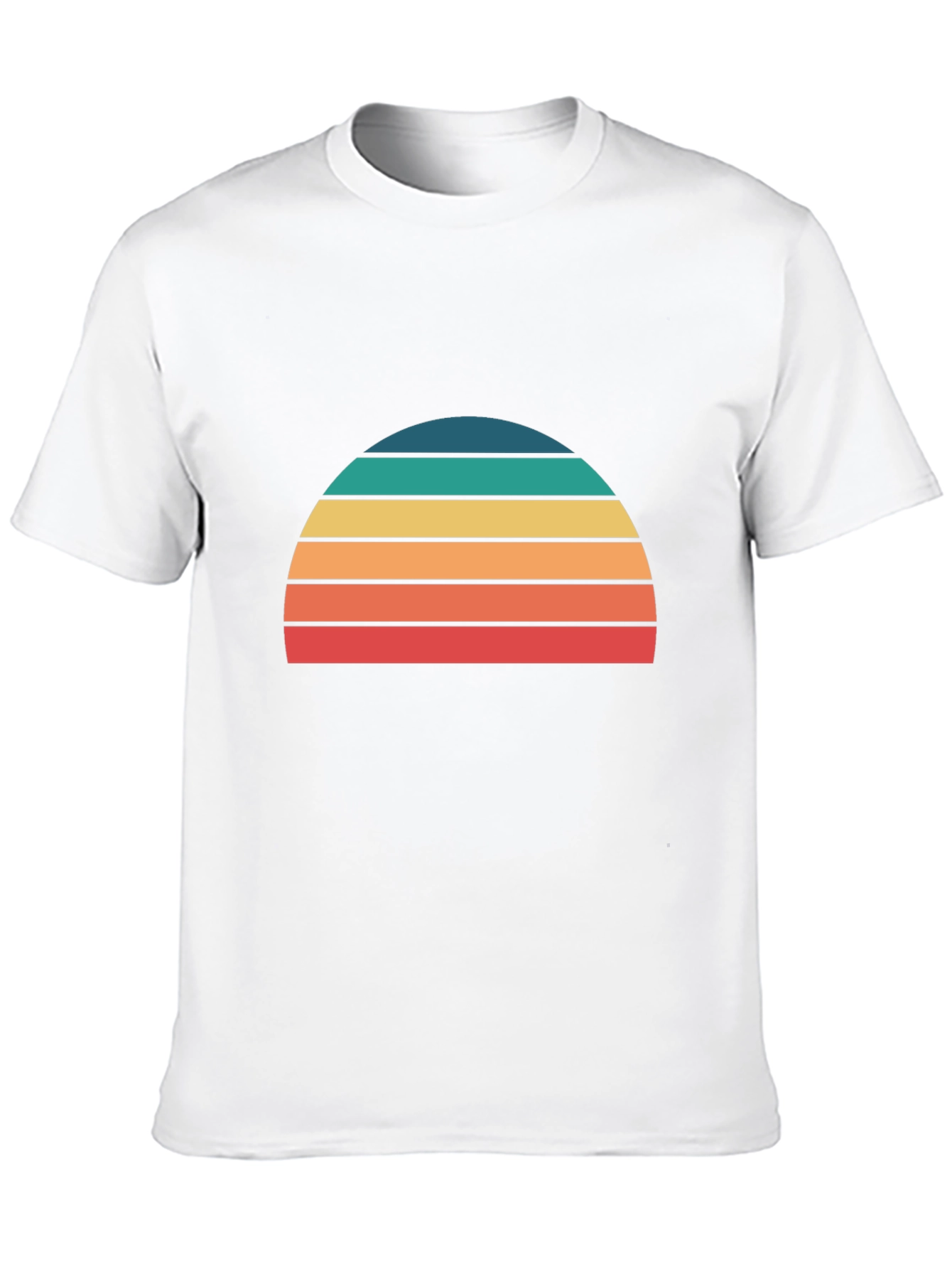 Retro Sunset Striped Graphic Tee - Black