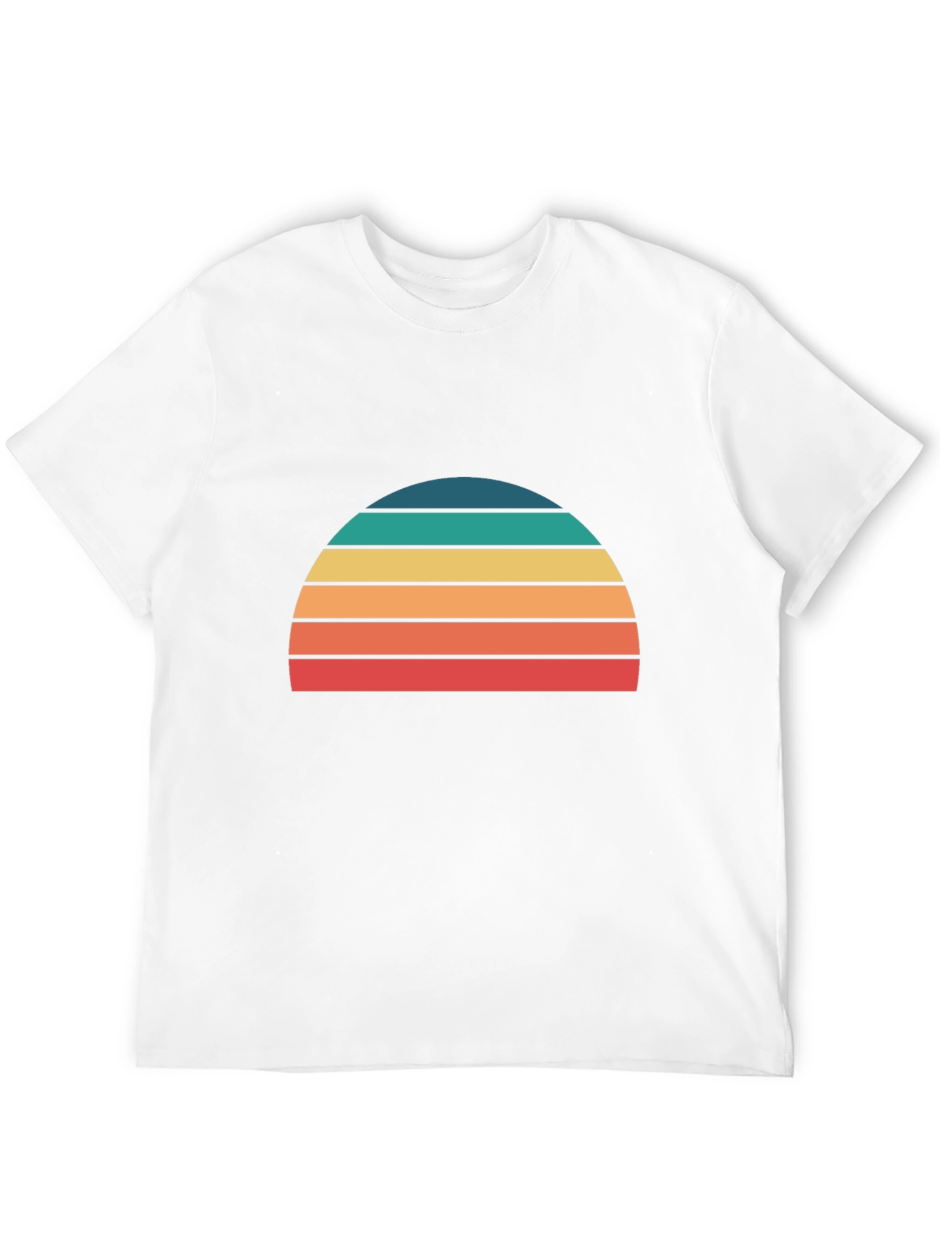 Retro Sunset Striped Graphic Tee - Black