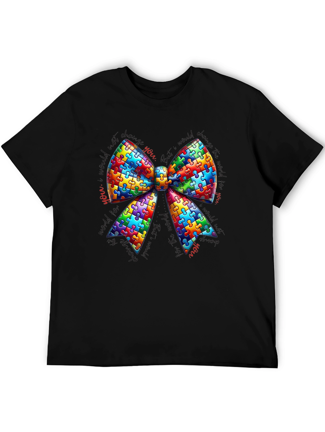 Autism Awareness Puzzle Ribbon Bow T-Shirt
