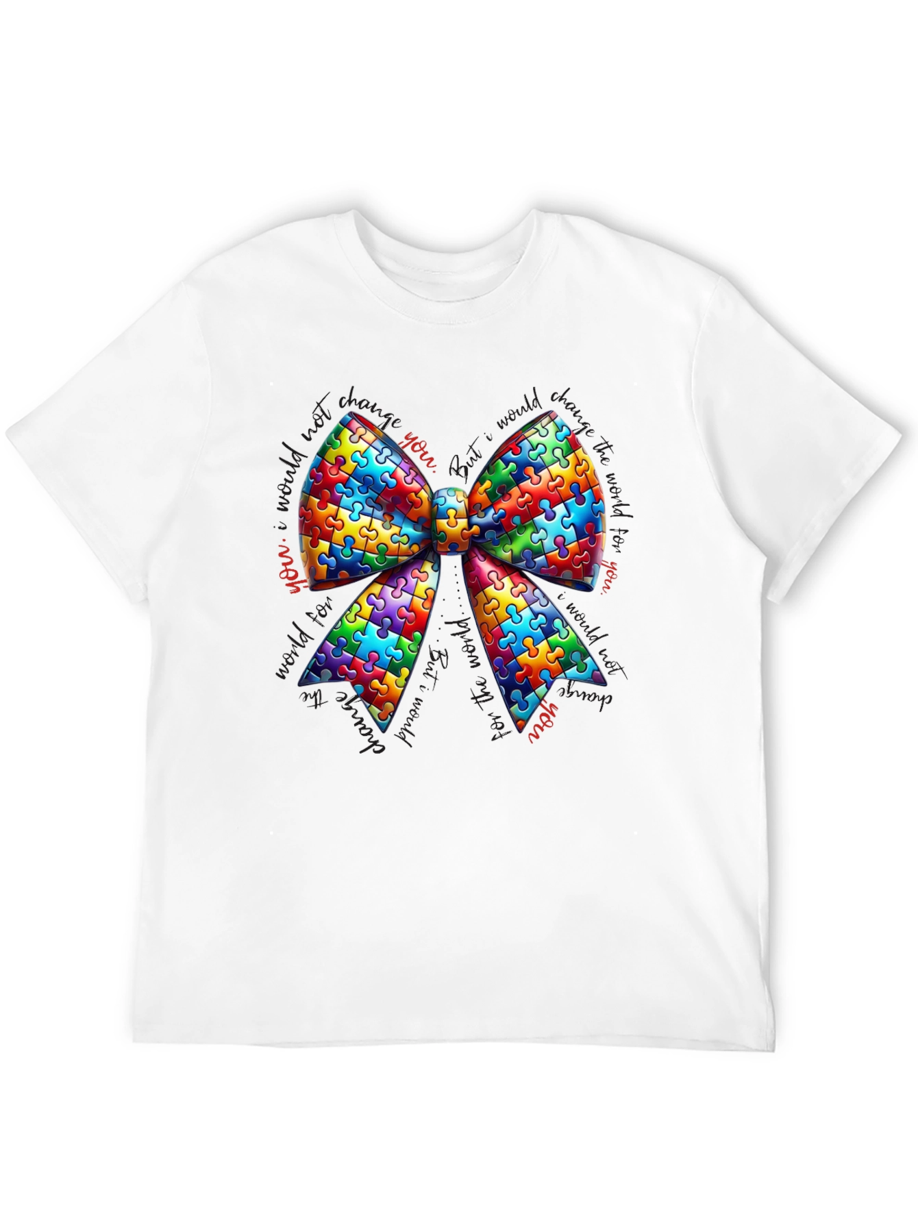 Autism Awareness Puzzle Ribbon Bow T-Shirt