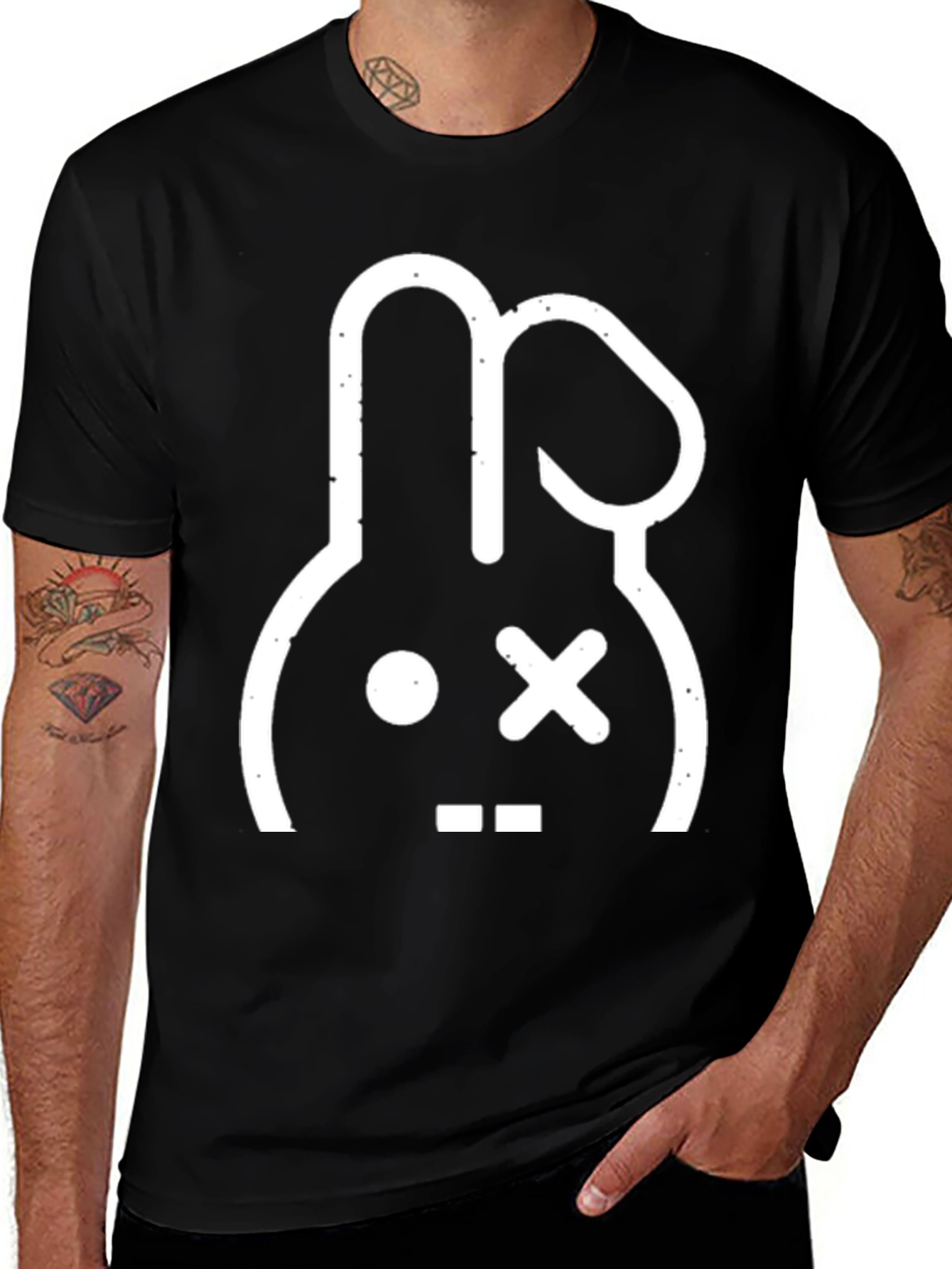 Cool Rabbit Graphic Tee - Black Cotton T-Shirt