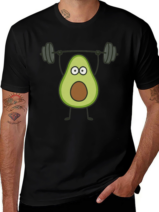 Avocado Lifting Weights Graphic Tee - Black Cotton T-Shirt