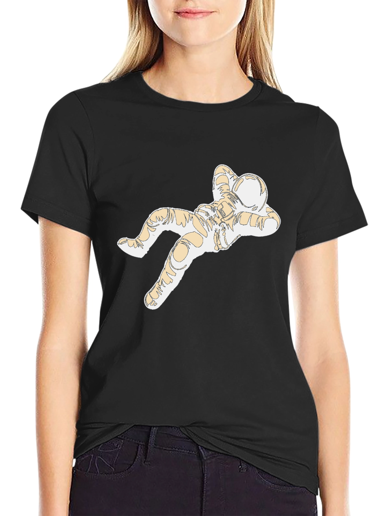 Relaxed Astronaut Graphic Tee - Black