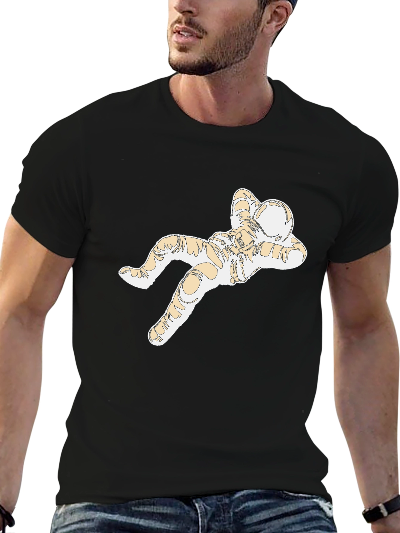 Relaxed Astronaut Graphic Tee - Black