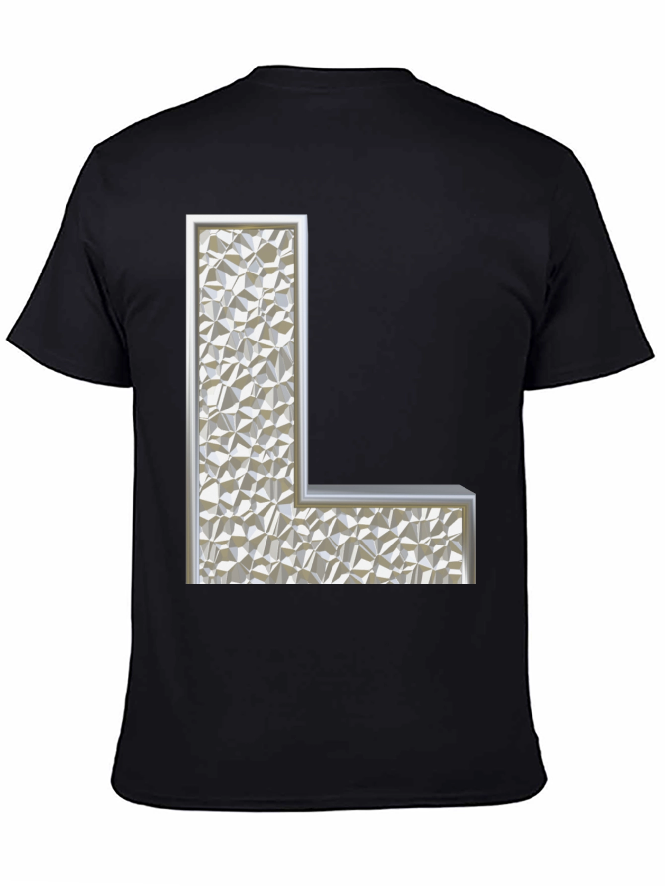 Letter L Geometric Pattern Black T-Shirt