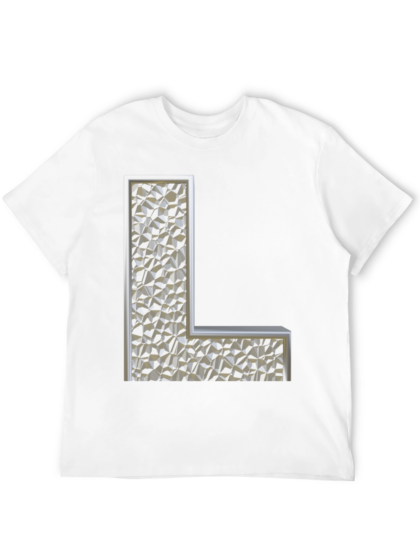 Letter L Geometric Pattern Black T-Shirt