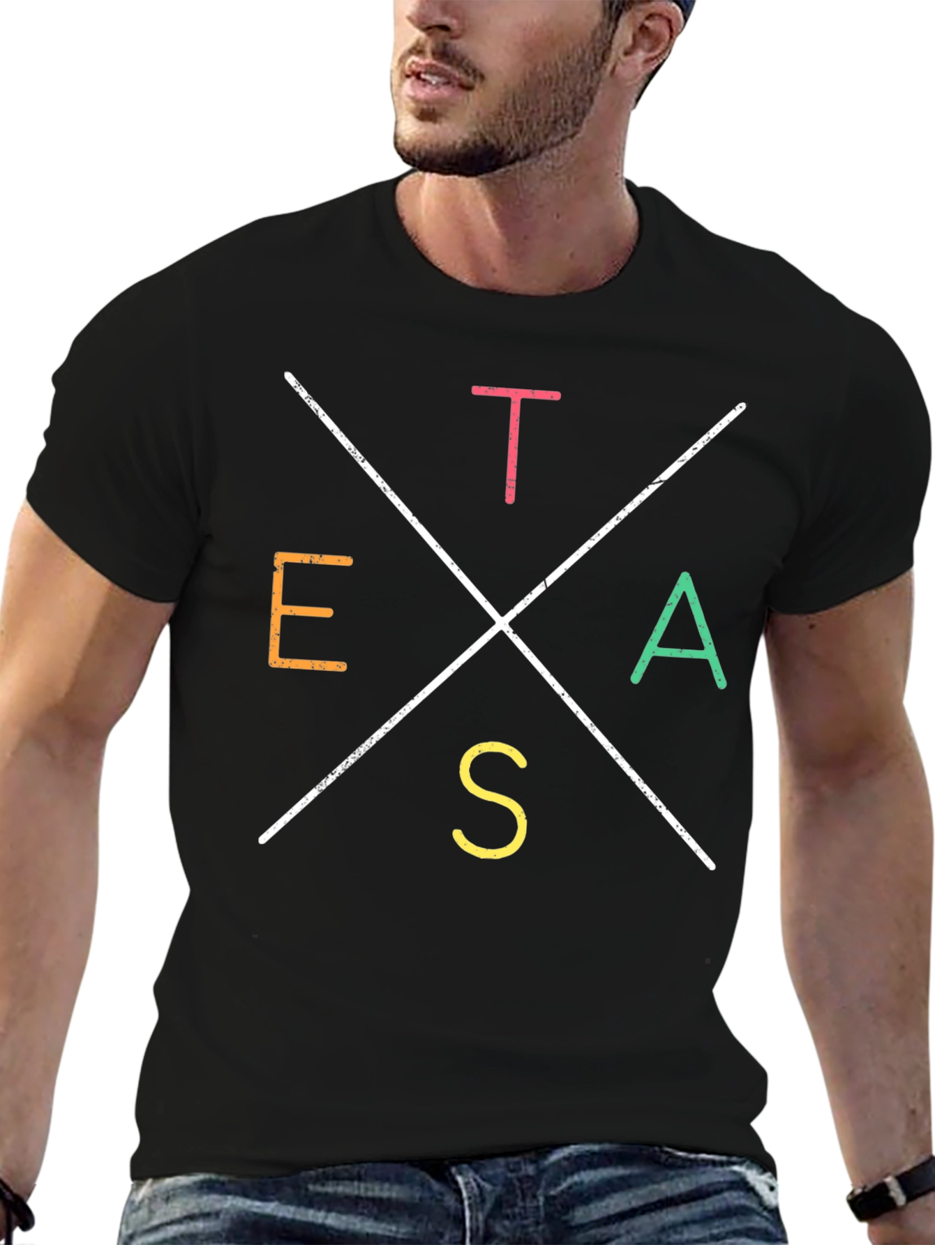 Texas Graphic Tee - Black Cotton Blend T-Shirt