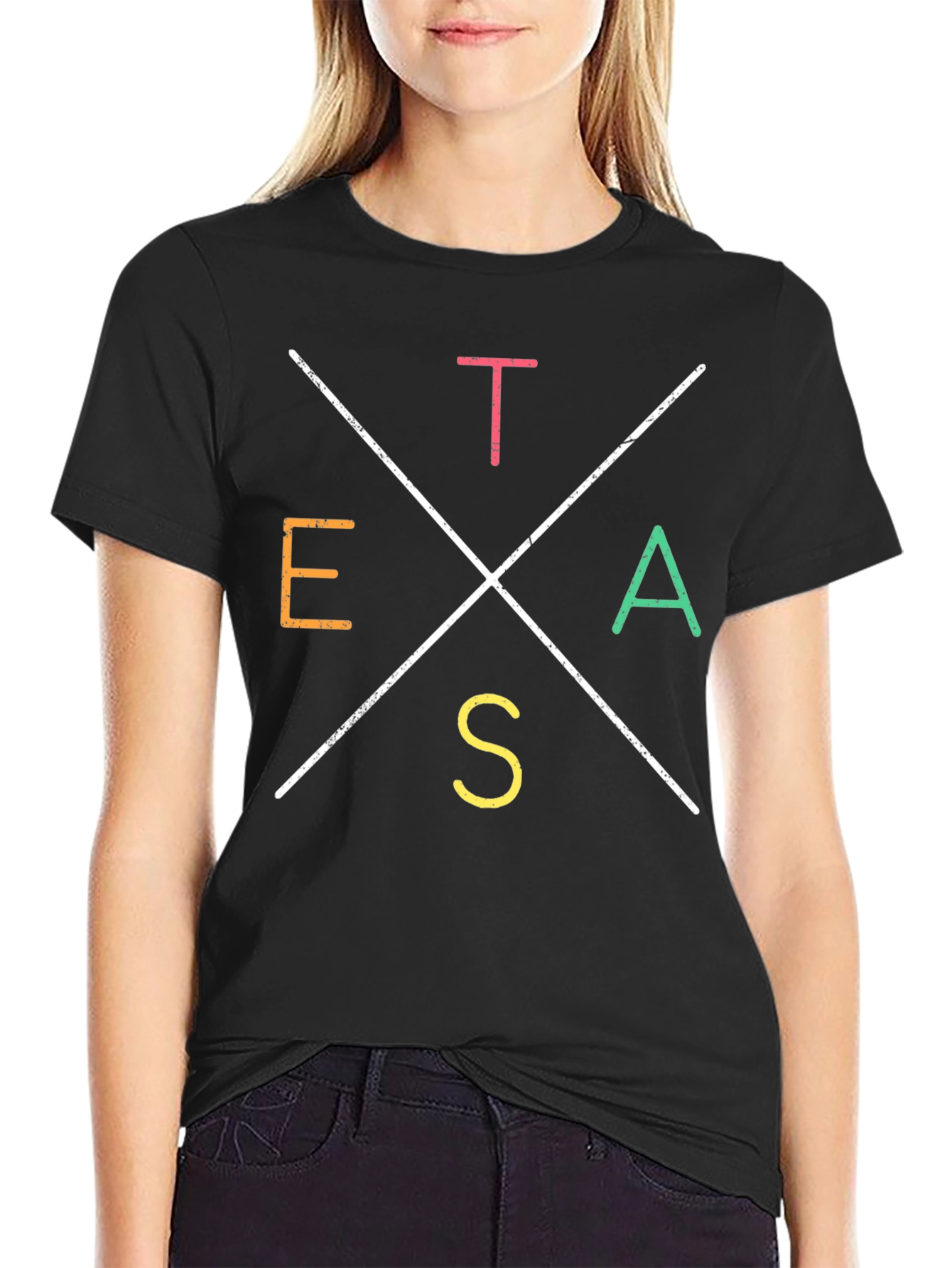Texas Graphic Tee - Black Cotton Blend T-Shirt