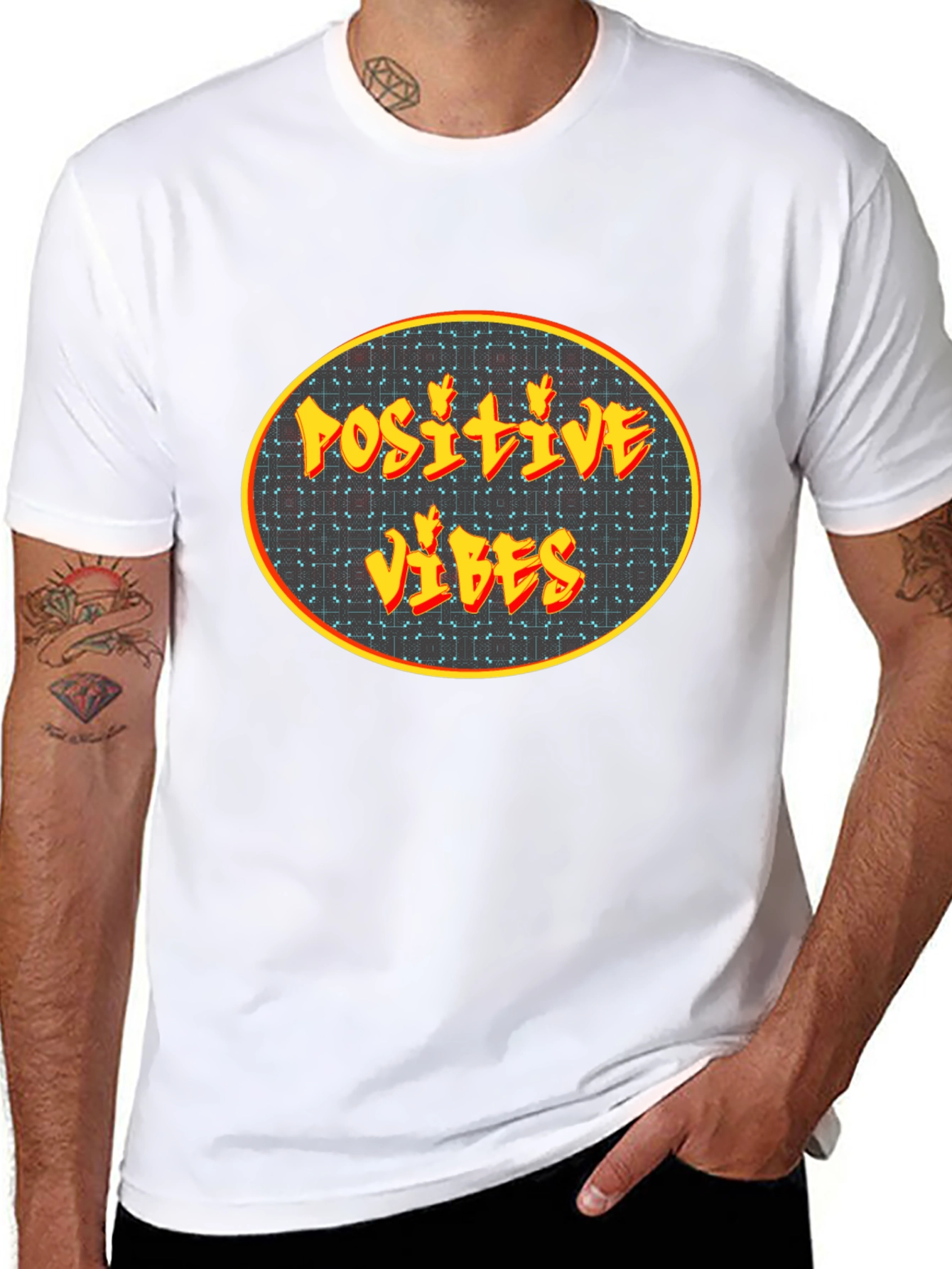 Positive Vibes Graphic Tee - Black Cotton Blend