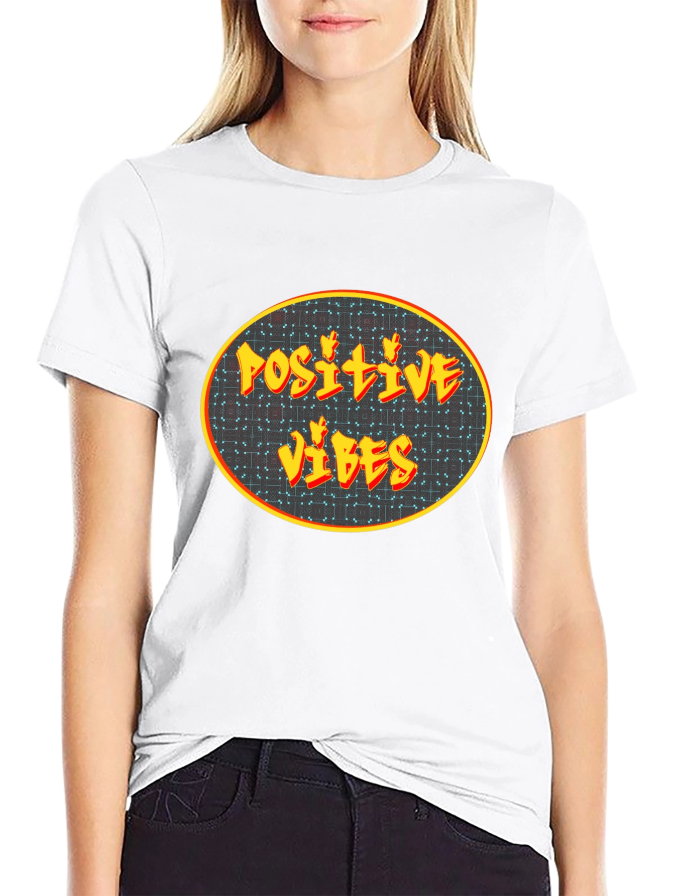 Positive Vibes Graphic Tee - Black Cotton Blend
