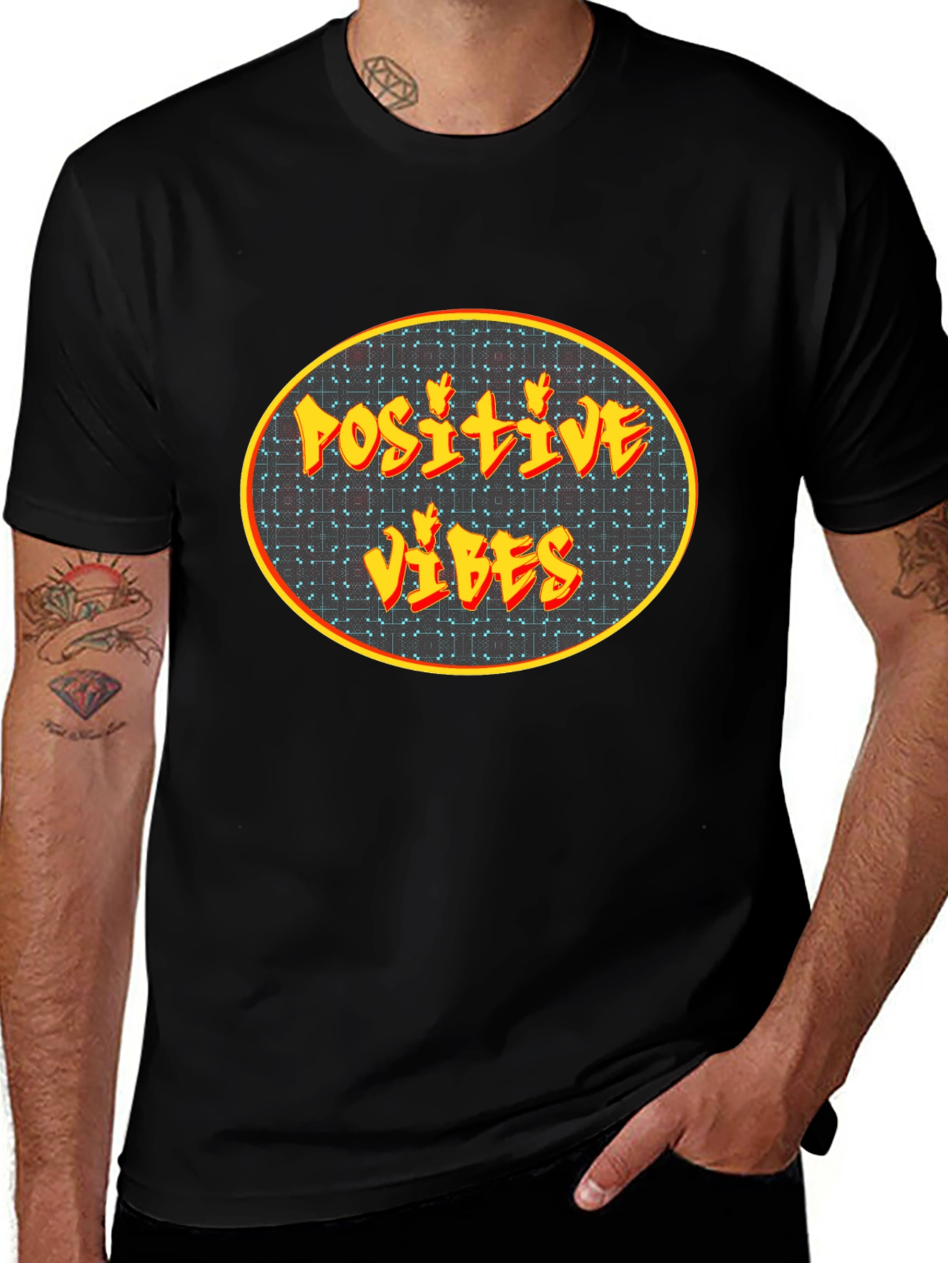 Positive Vibes Graphic Tee - Black Cotton Blend
