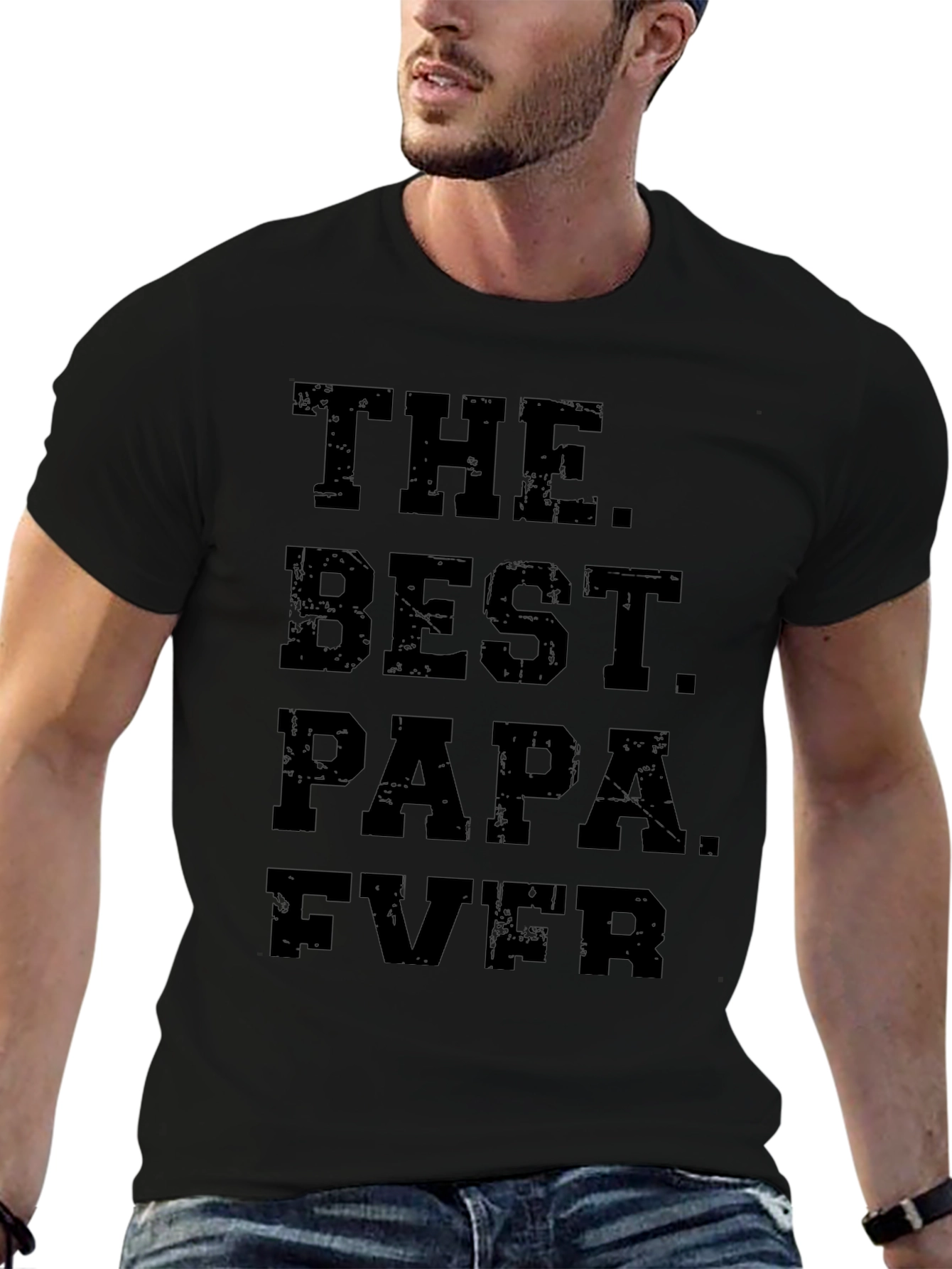 The Best Papa Ever Black Graphic Tee