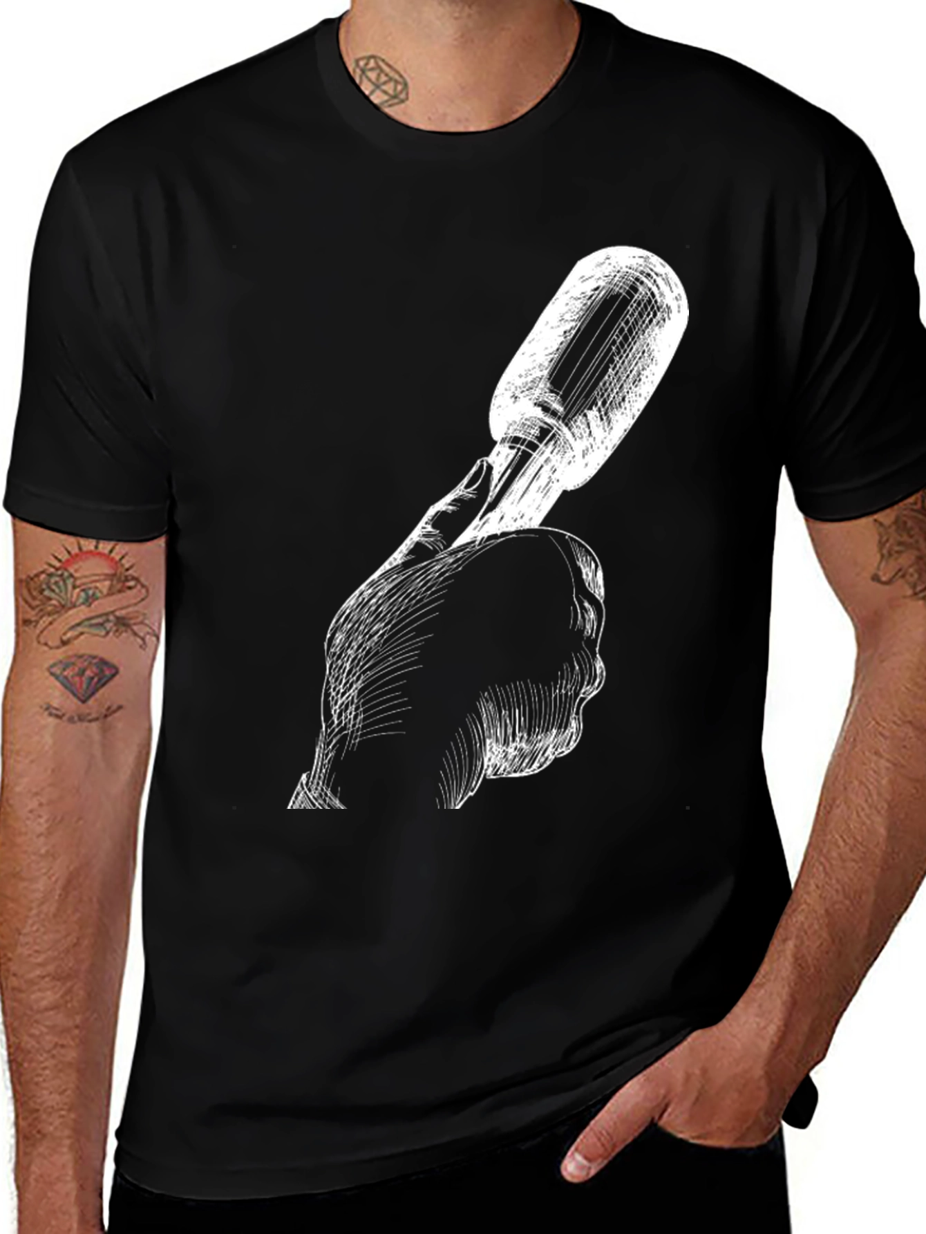 Screwdriver Graphic Tee - Hand Drawn Style