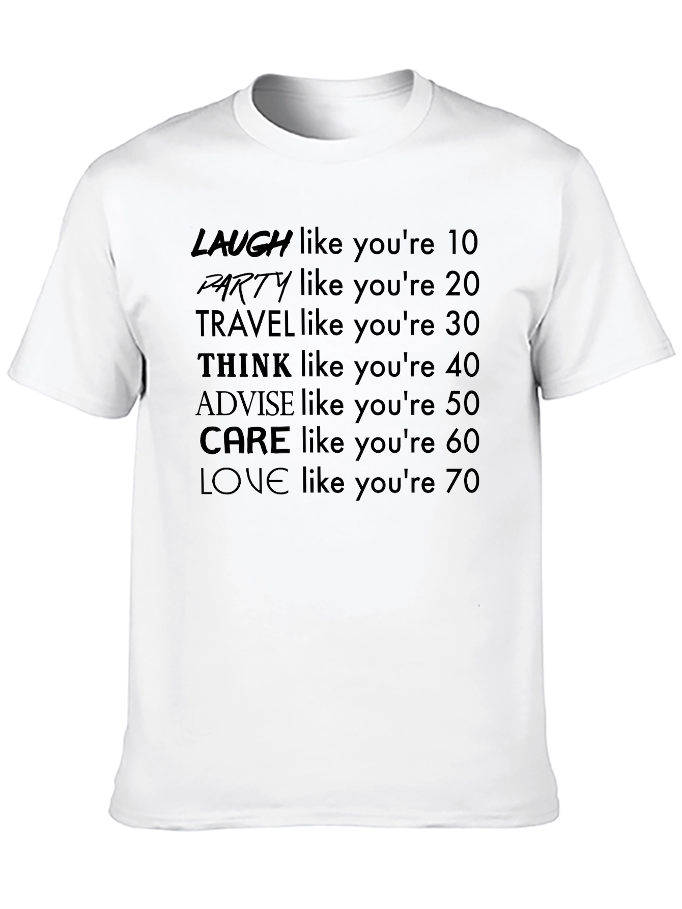 Laugh Party Travel Love - Age Advice T-Shirt
