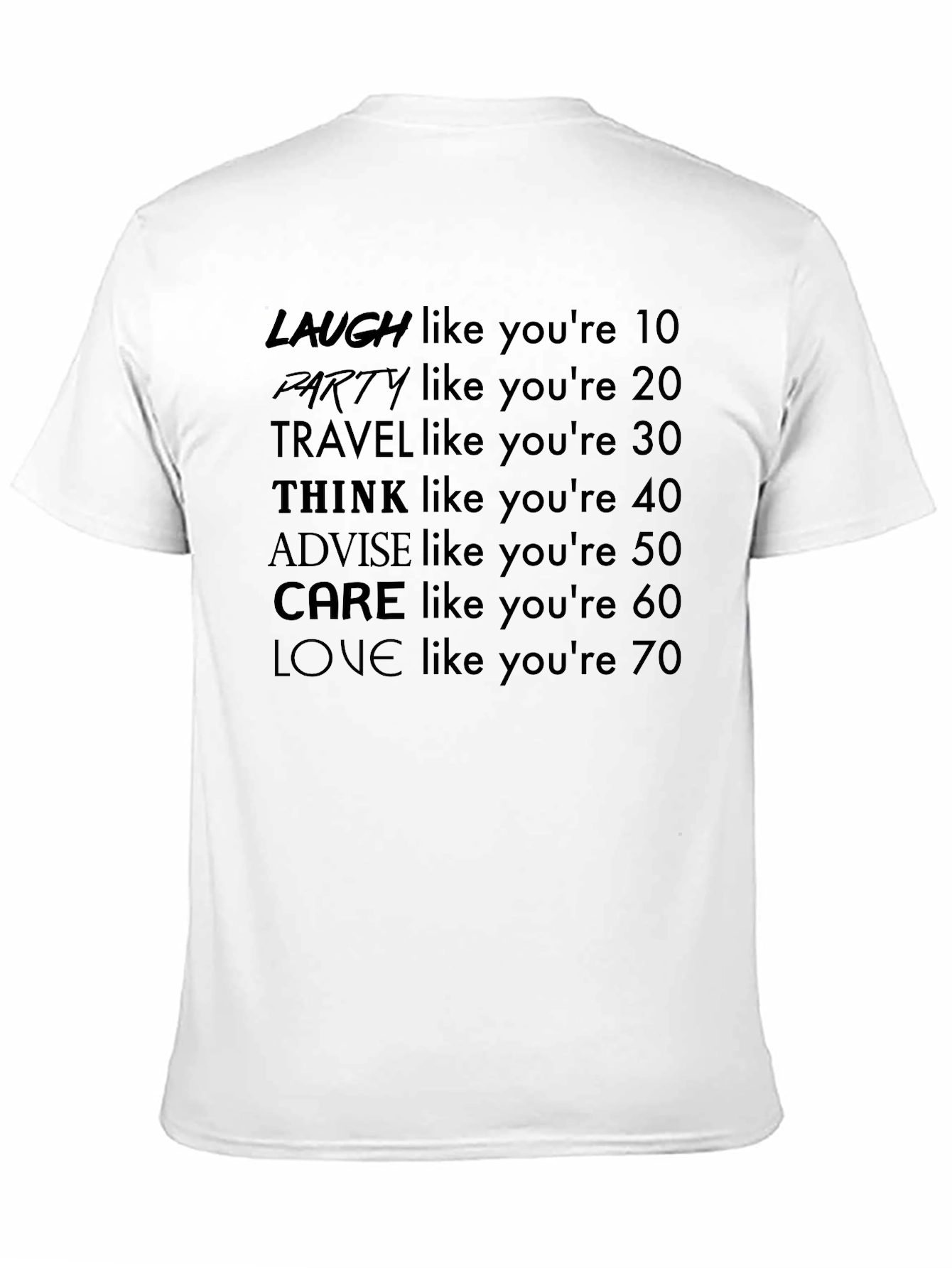 Laugh Party Travel Love - Age Advice T-Shirt
