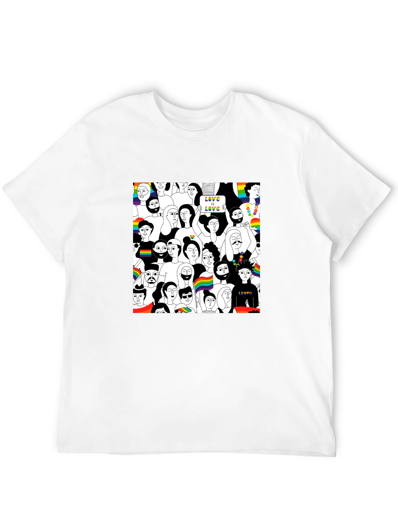 LGBTQ+ Pride Crowd Graphic Tee - Black