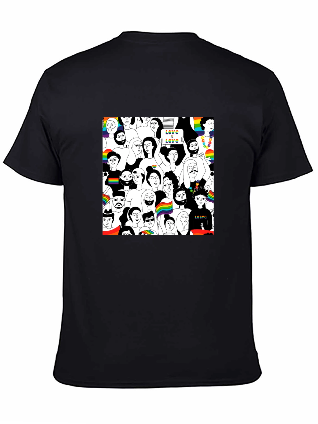 LGBTQ+ Pride Crowd Graphic Tee - Black