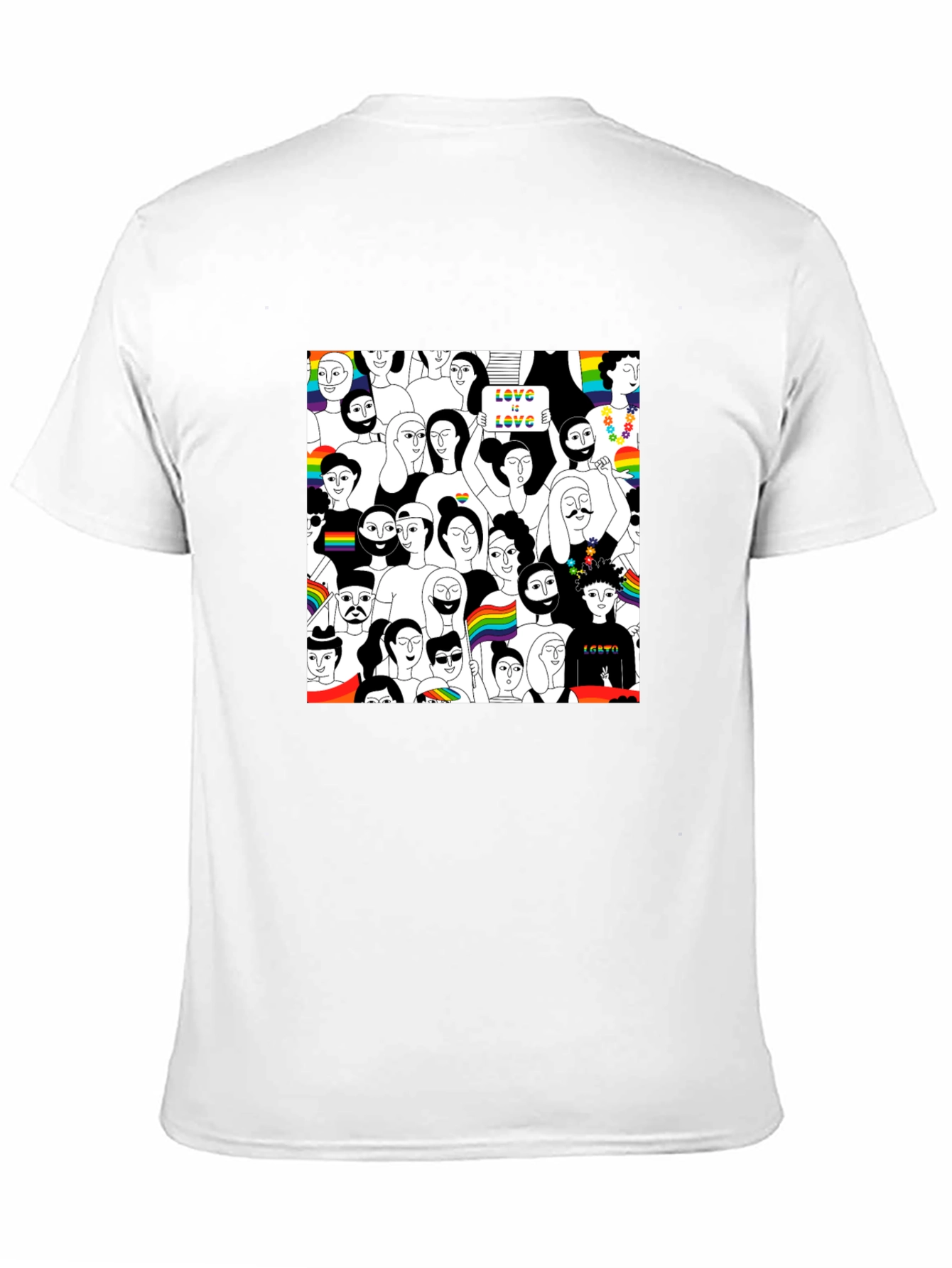 LGBTQ+ Pride Crowd Graphic Tee - Black