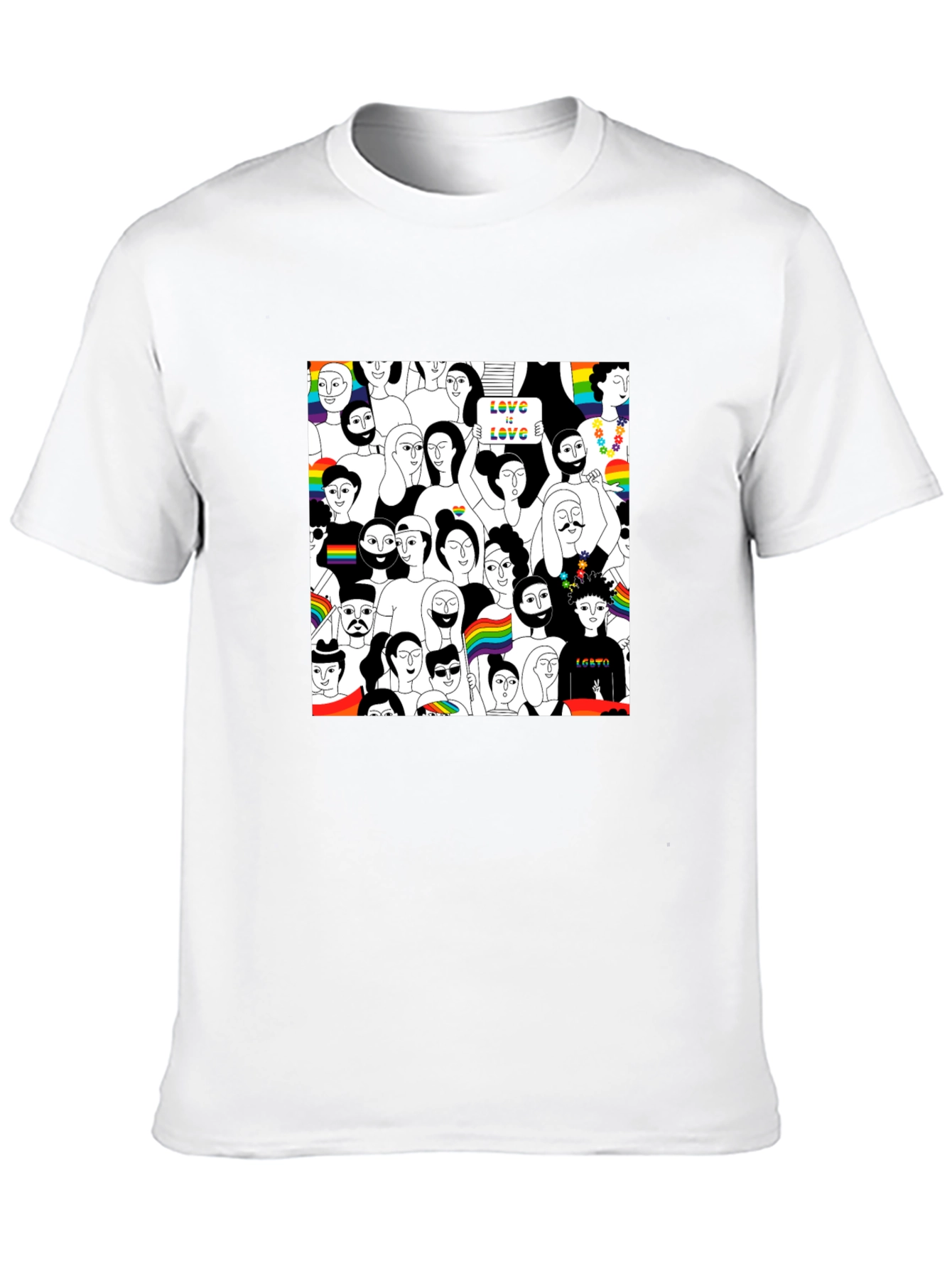 LGBTQ+ Pride Crowd Graphic Tee - Black