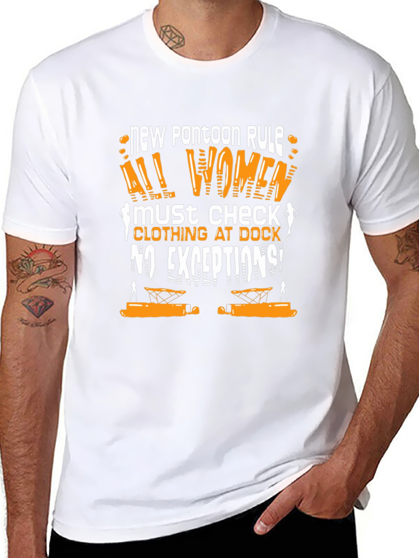 New Pontoon Rule T-Shirt: Womens Clothing Check Humor