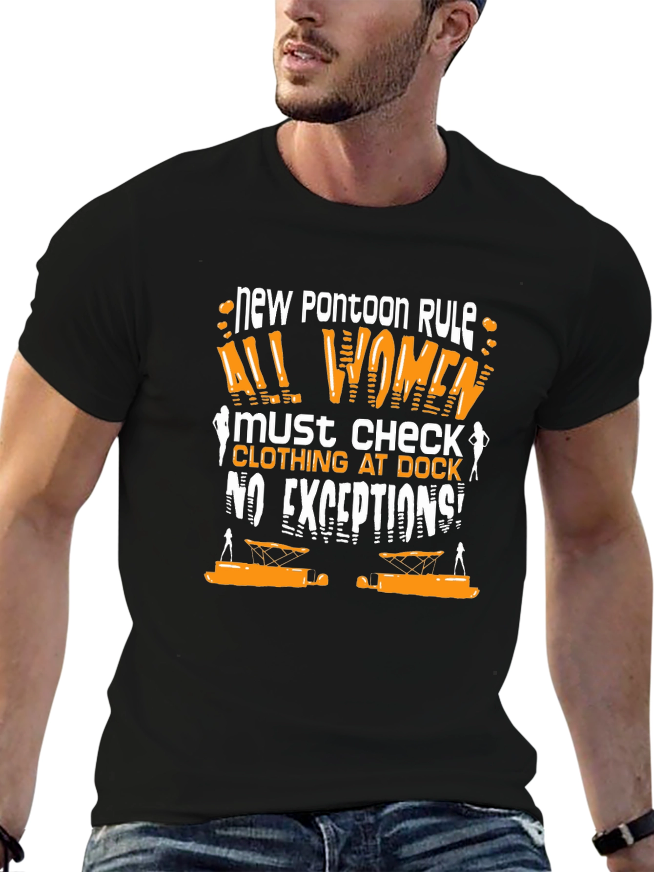 New Pontoon Rule T-Shirt: Womens Clothing Check Humor