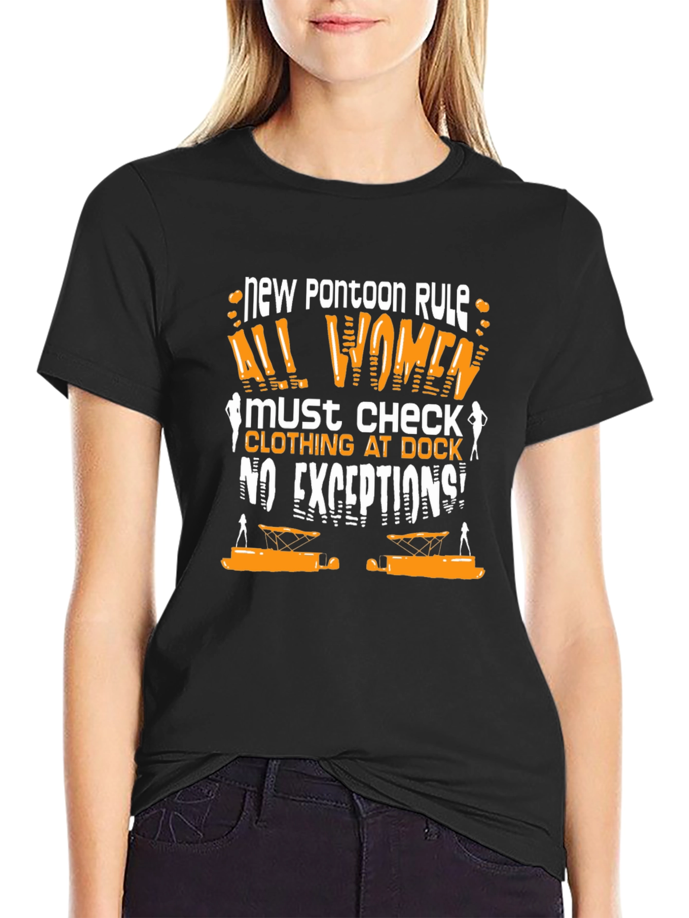 New Pontoon Rule T-Shirt: Womens Clothing Check Humor