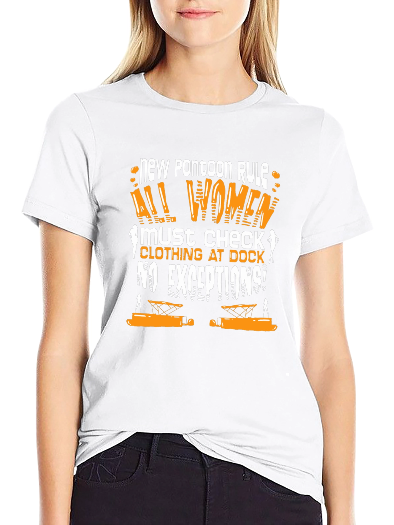 New Pontoon Rule T-Shirt: Womens Clothing Check Humor