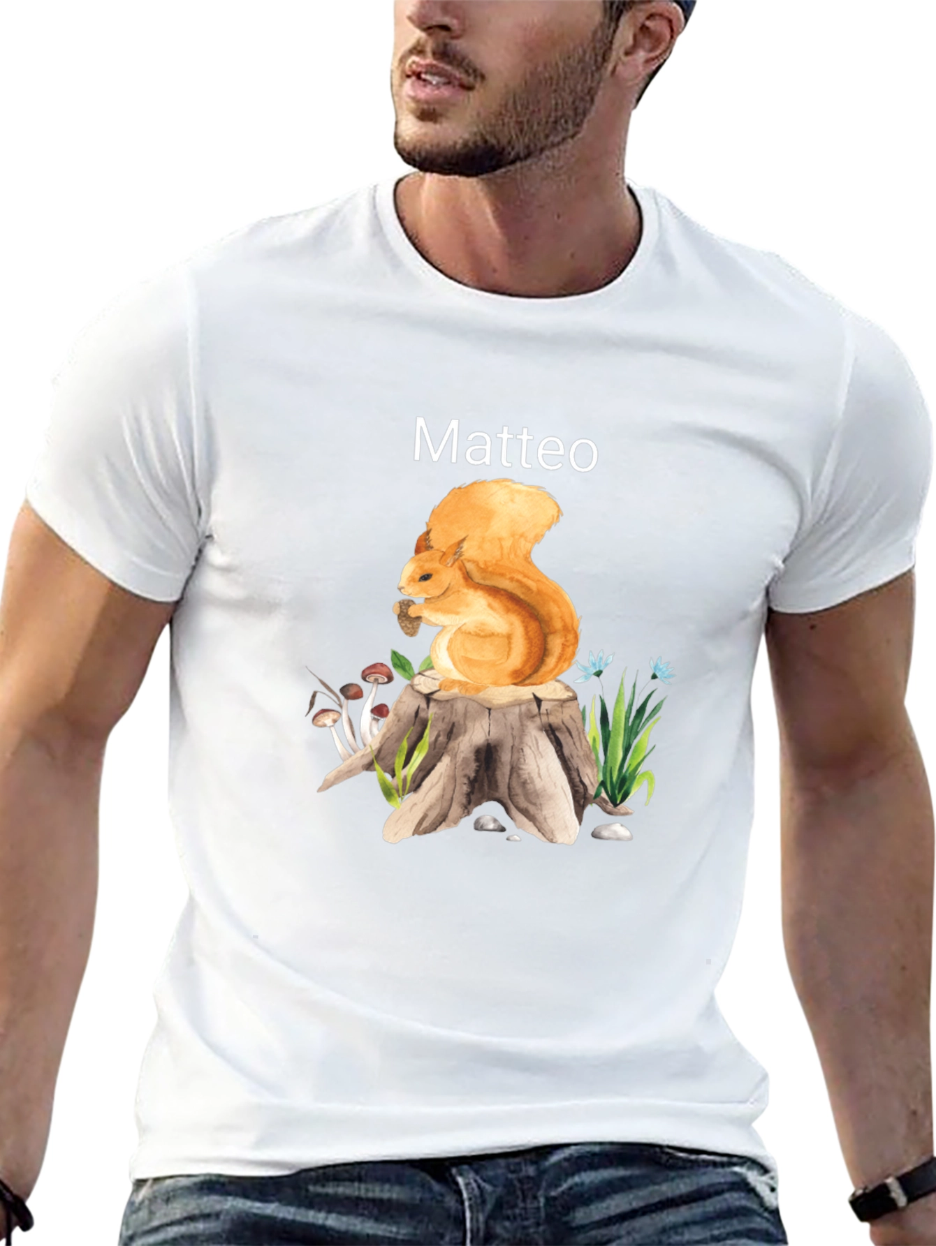 Matteo Squirrel Graphic T-Shirt - Nature Lover Tee