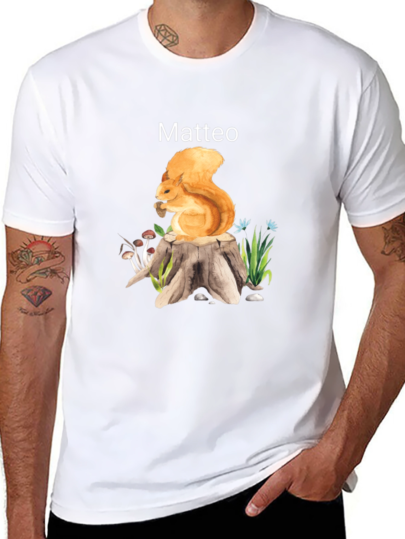 Matteo Squirrel Graphic T-Shirt - Nature Lover Tee