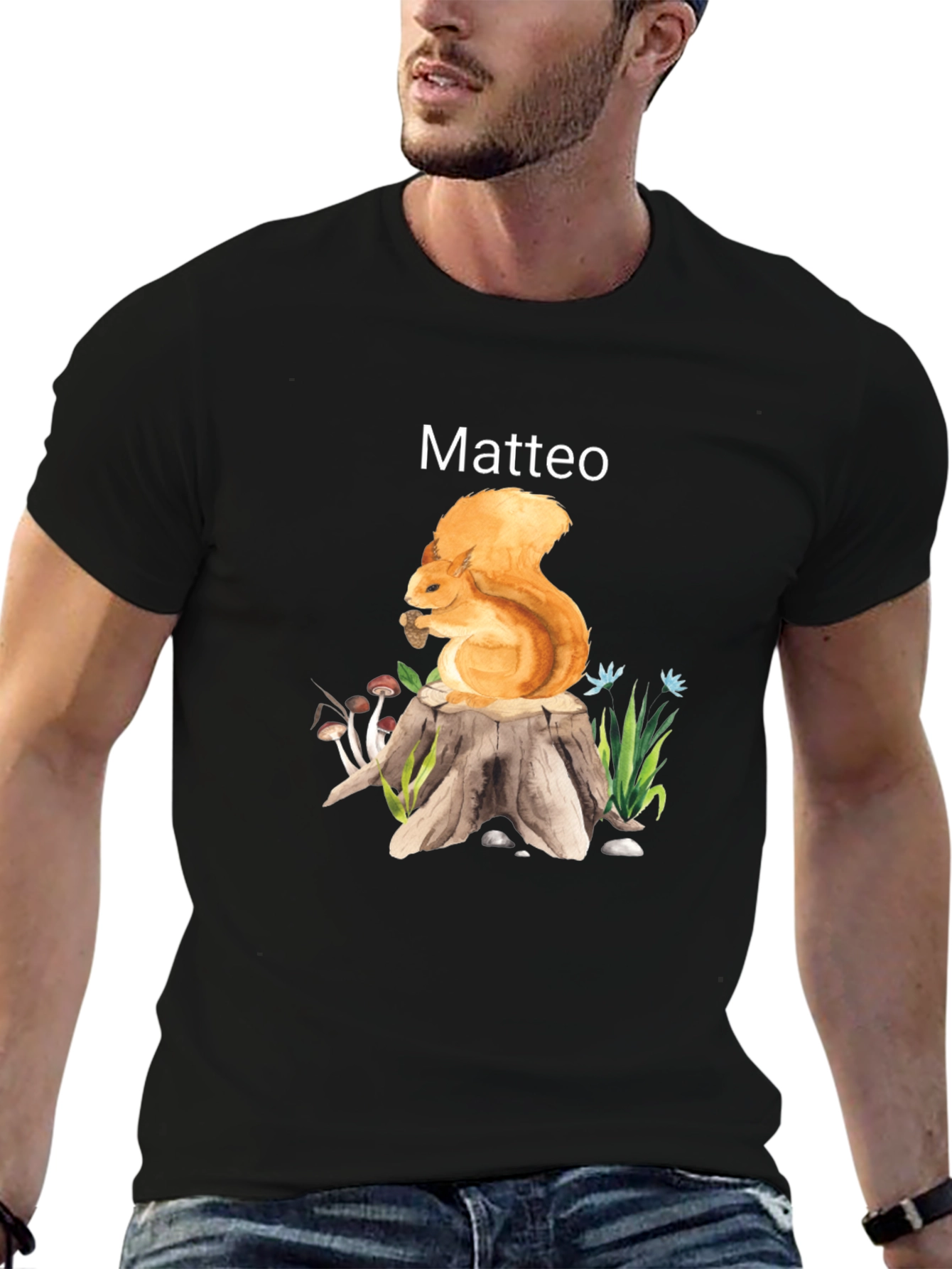 Matteo Squirrel Graphic T-Shirt - Nature Lover Tee
